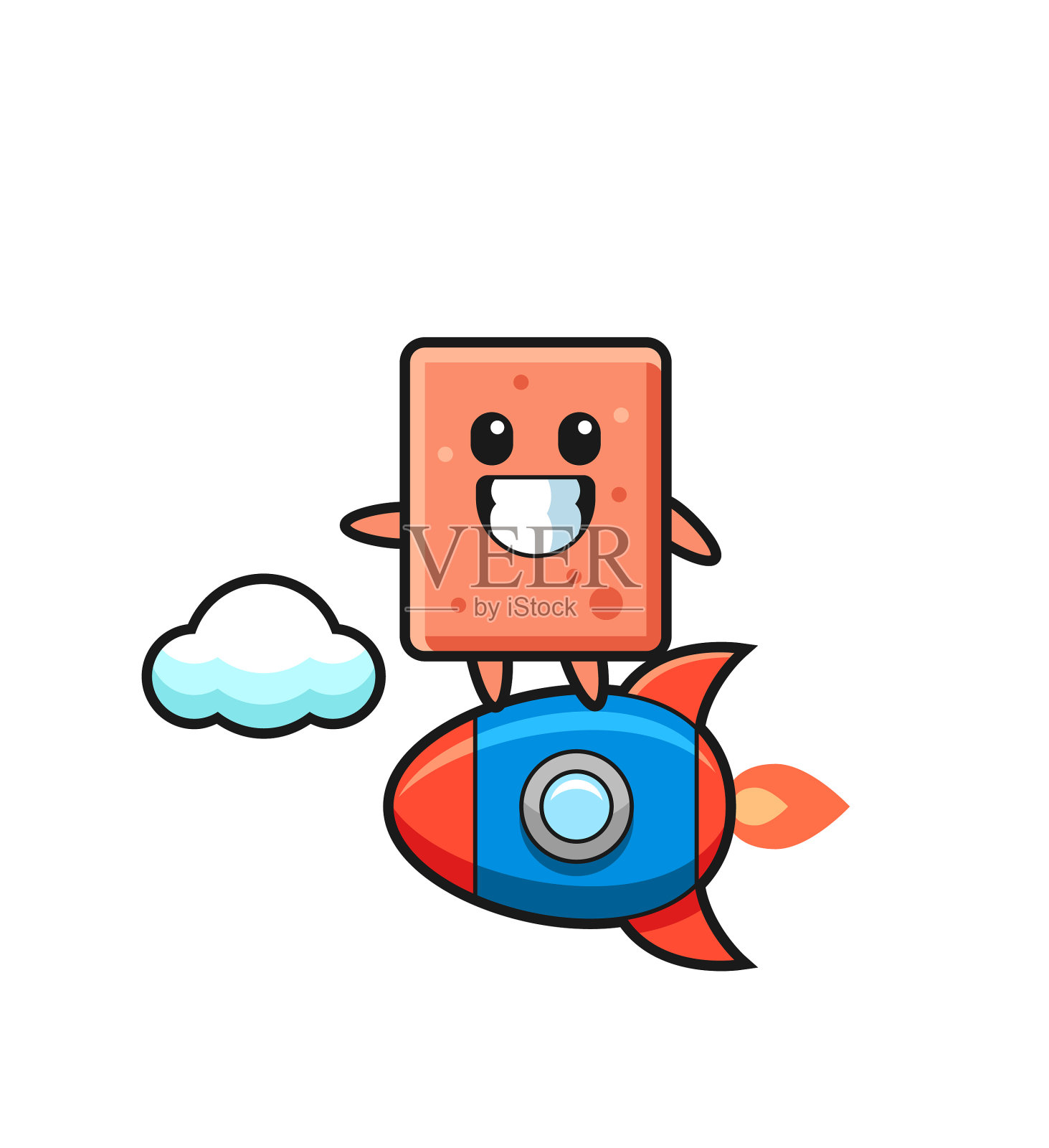 积木吉祥物骑着火箭插画图片素材