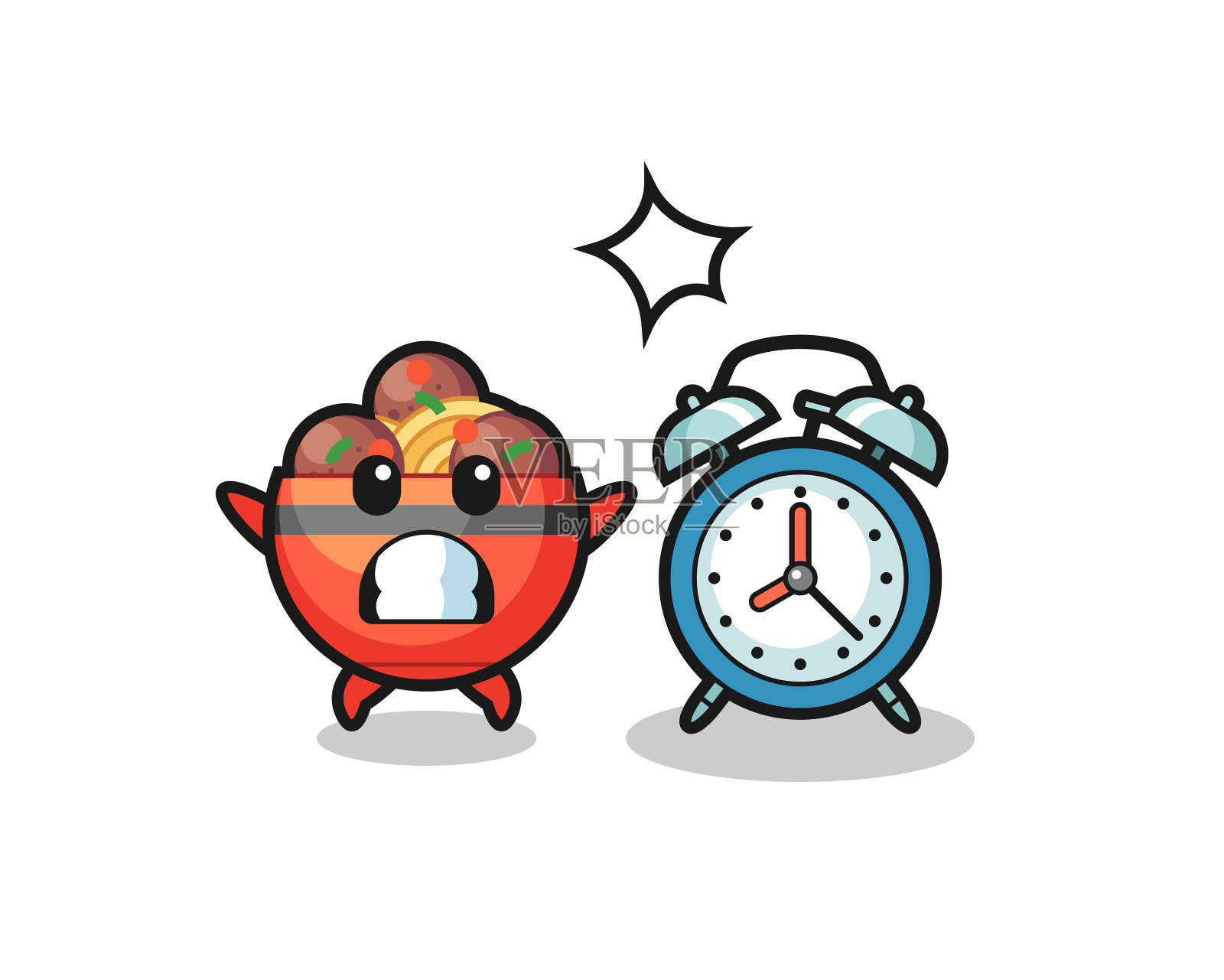 卡通的肉丸碗是惊讶的一个设计元素图片