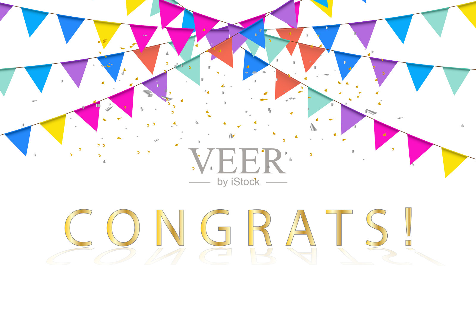 图形节日旗帜与文字祝贺插画图片素材