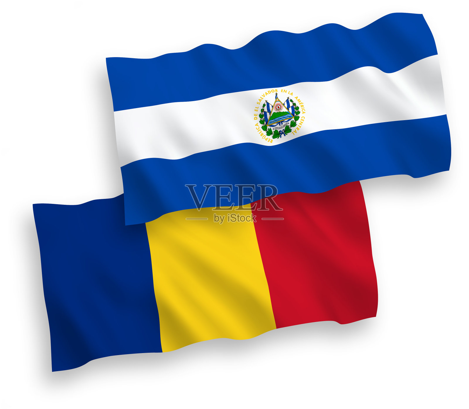 罗马尼亚国旗和萨尔瓦多共和国国旗设计元素图片