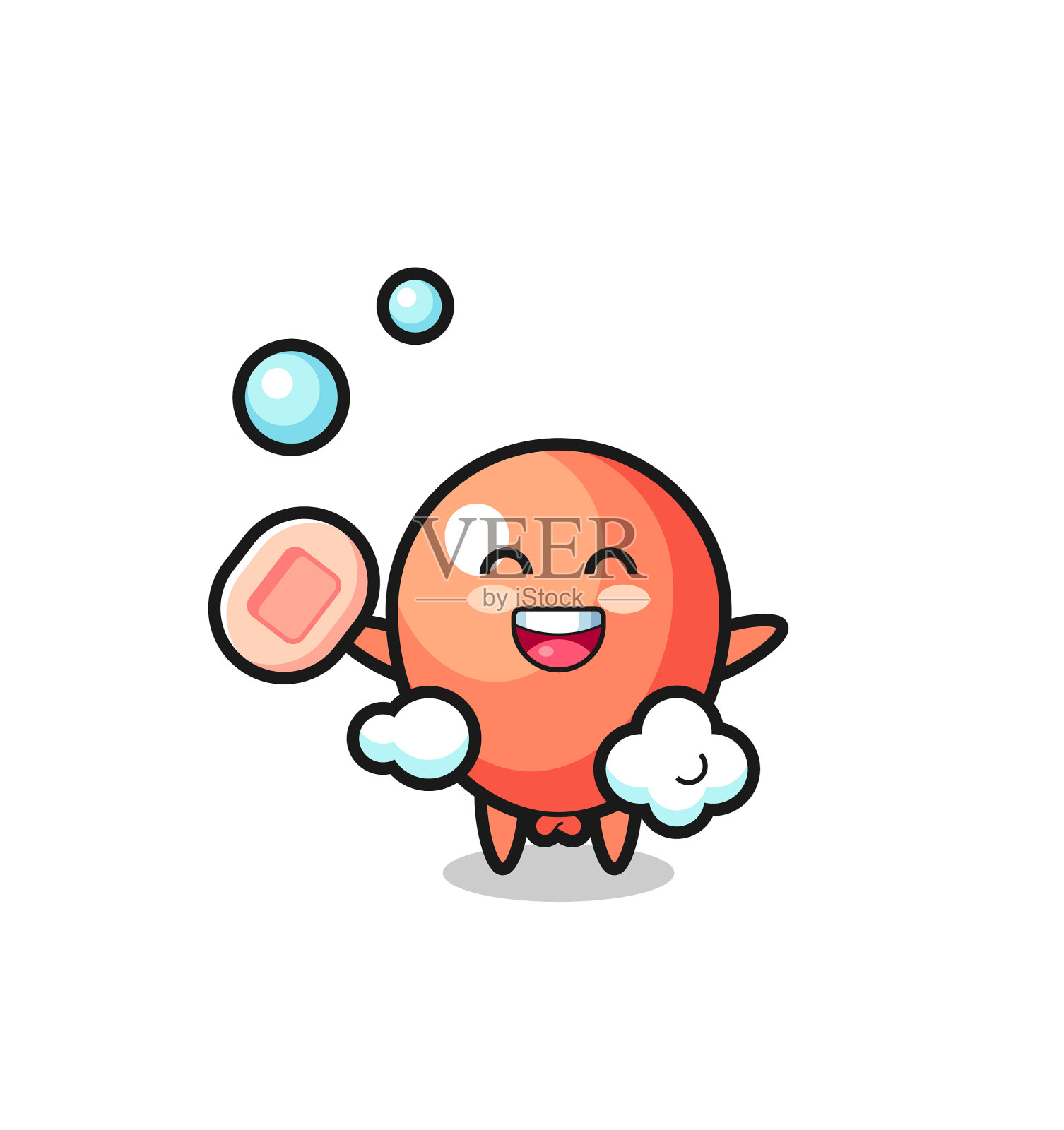 气球人物拿着肥皂洗澡设计元素图片