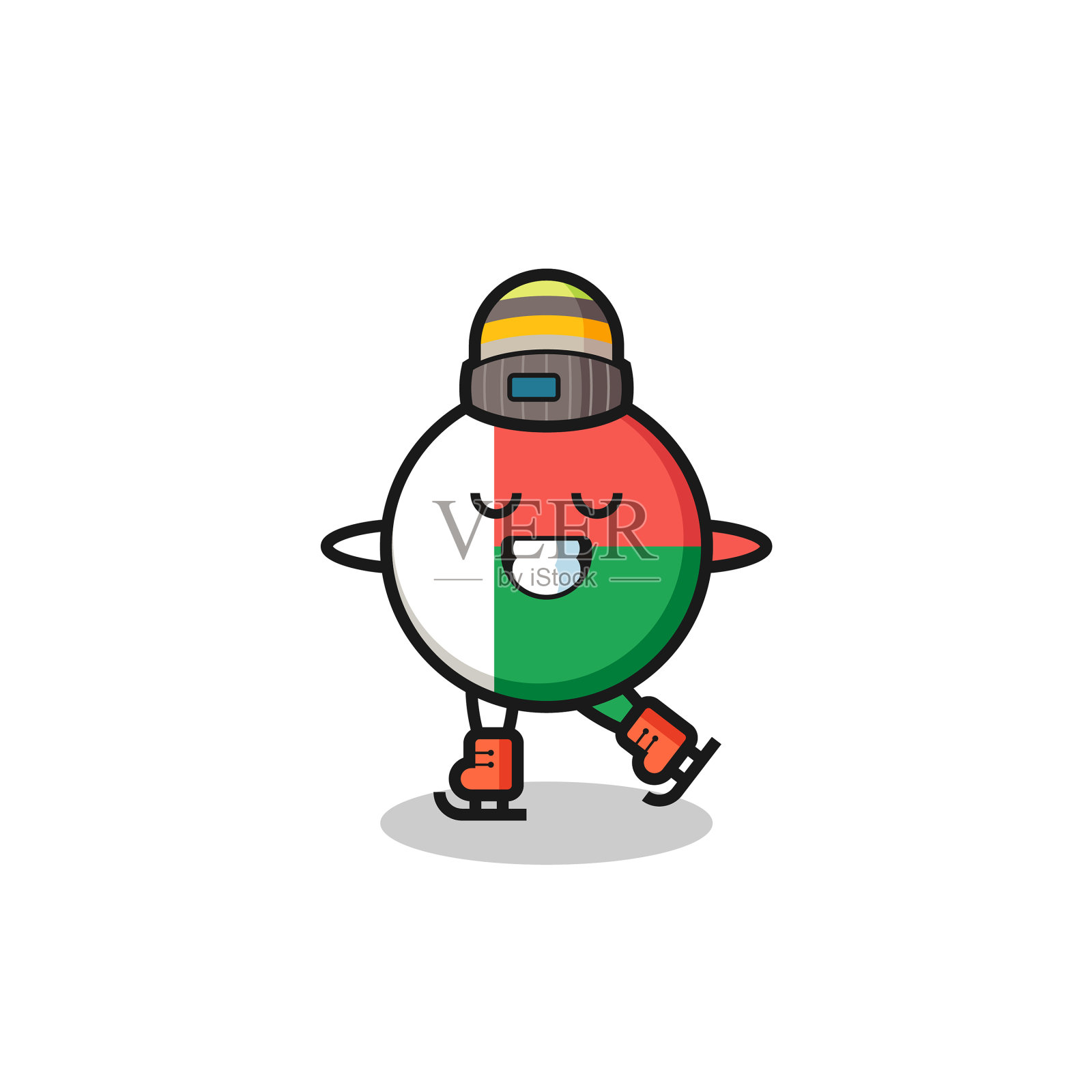 作为滑冰运动员的马达加斯加国旗卡通设计元素图片