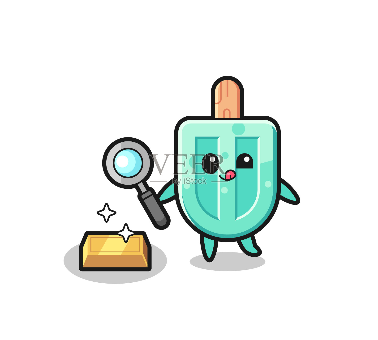 冰棒角色正在检查真实性设计元素图片