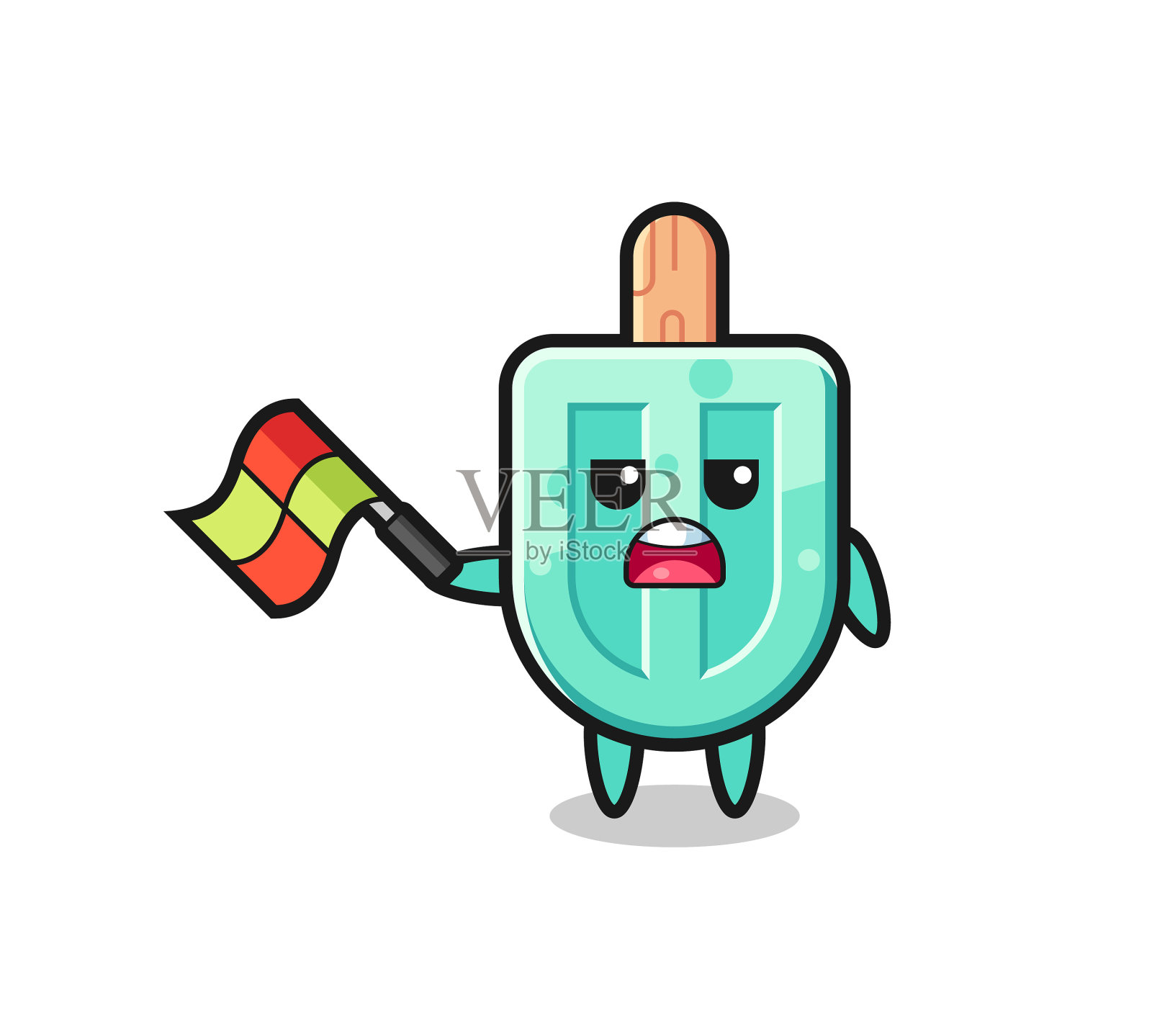 冰棒卡通为线裁判举旗设计元素图片