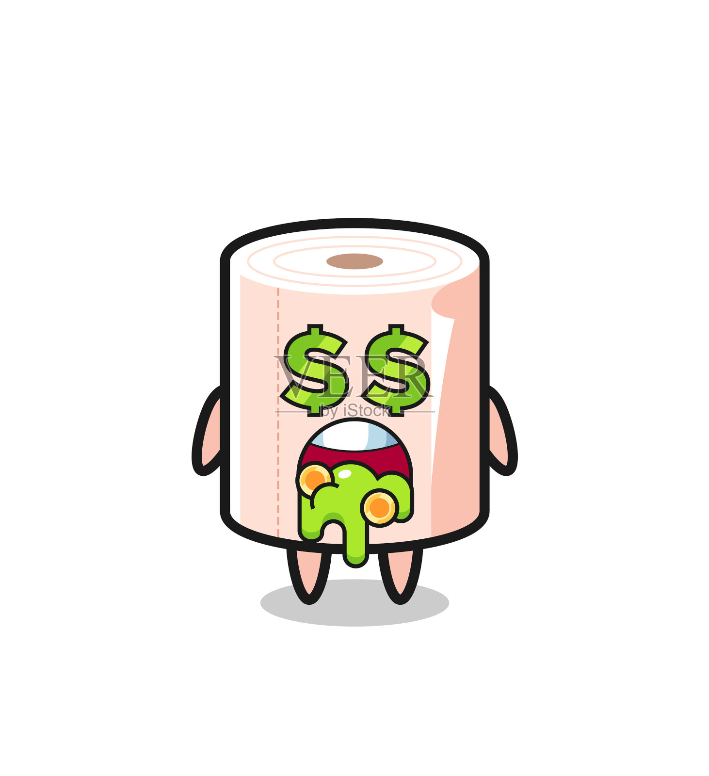 带着疯狂表情的纸巾角色设计元素图片