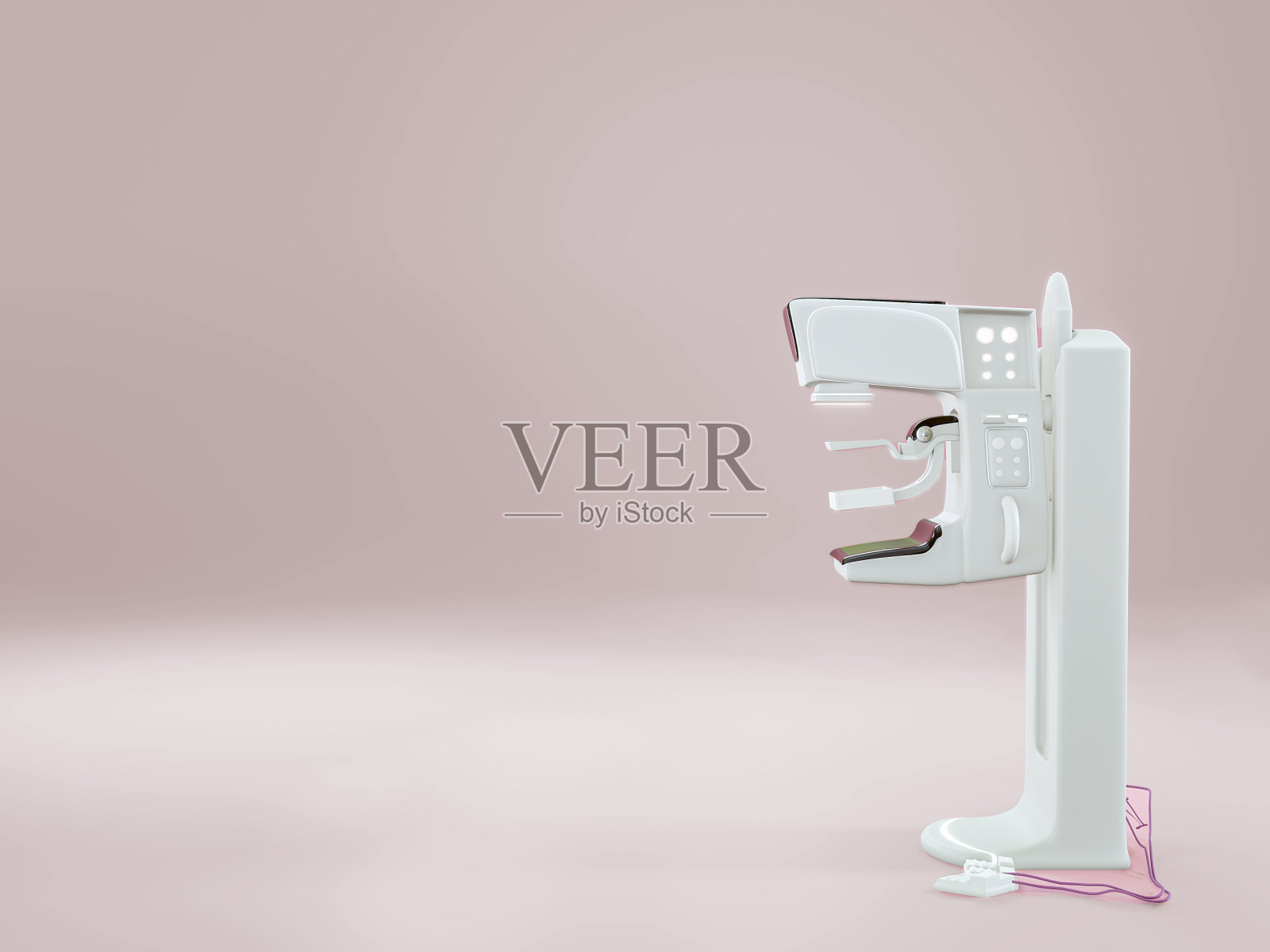 粉红色背景用于医院乳腺癌筛查的乳房x线照相术。3 d渲染。照片摄影图片