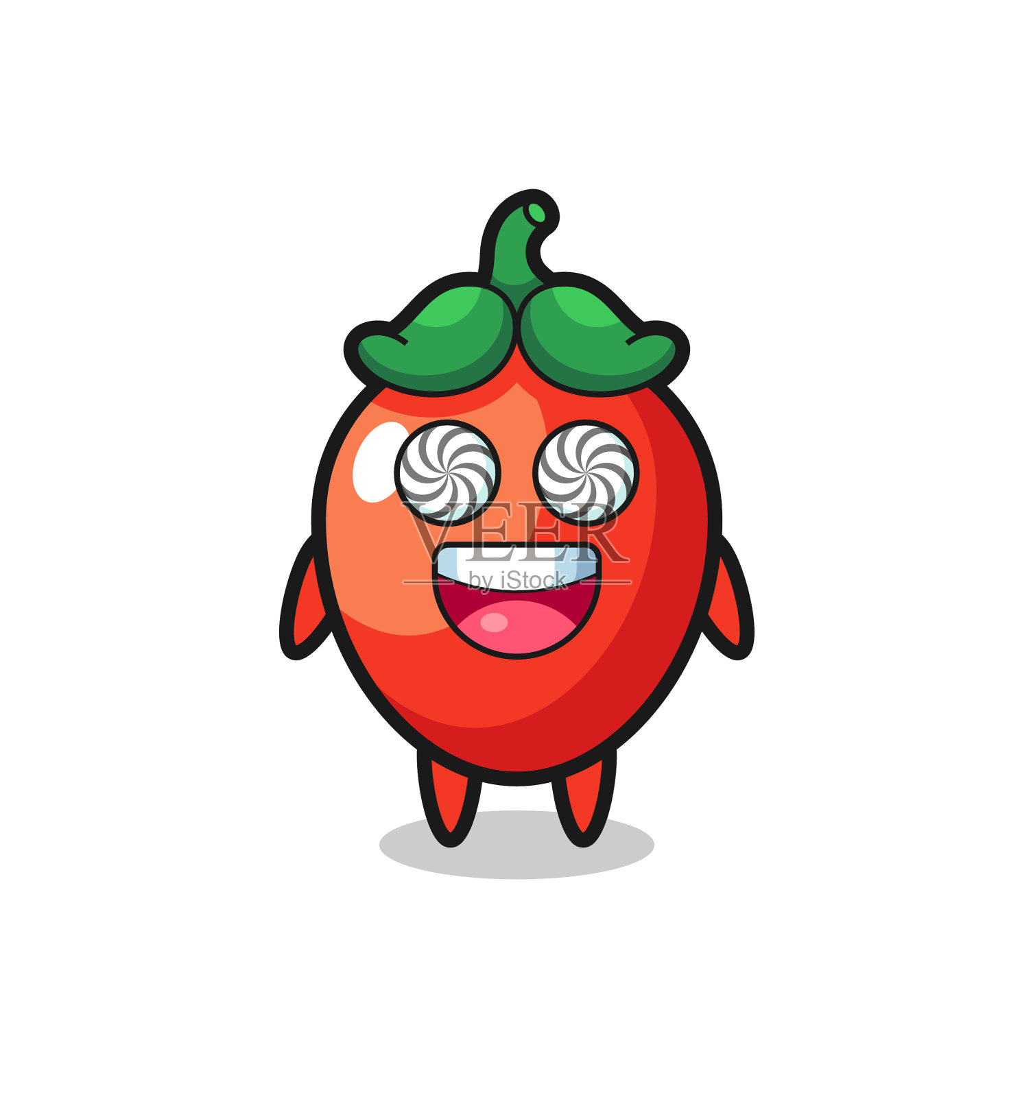 可爱的辣椒角色，眼睛被催眠了设计元素图片