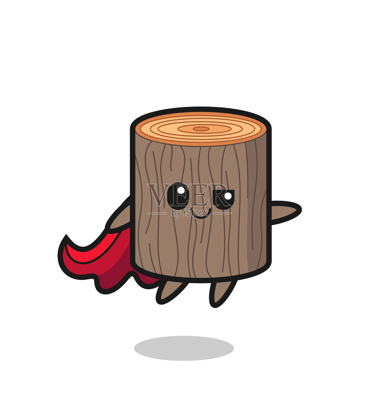 可爱的树桩超级英雄正在飞翔设计元素图片