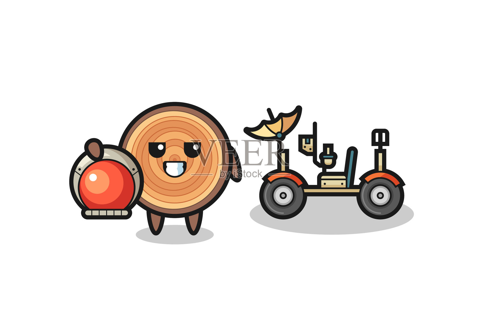 可爱的木纹就像驾驶月球车的宇航员设计元素图片