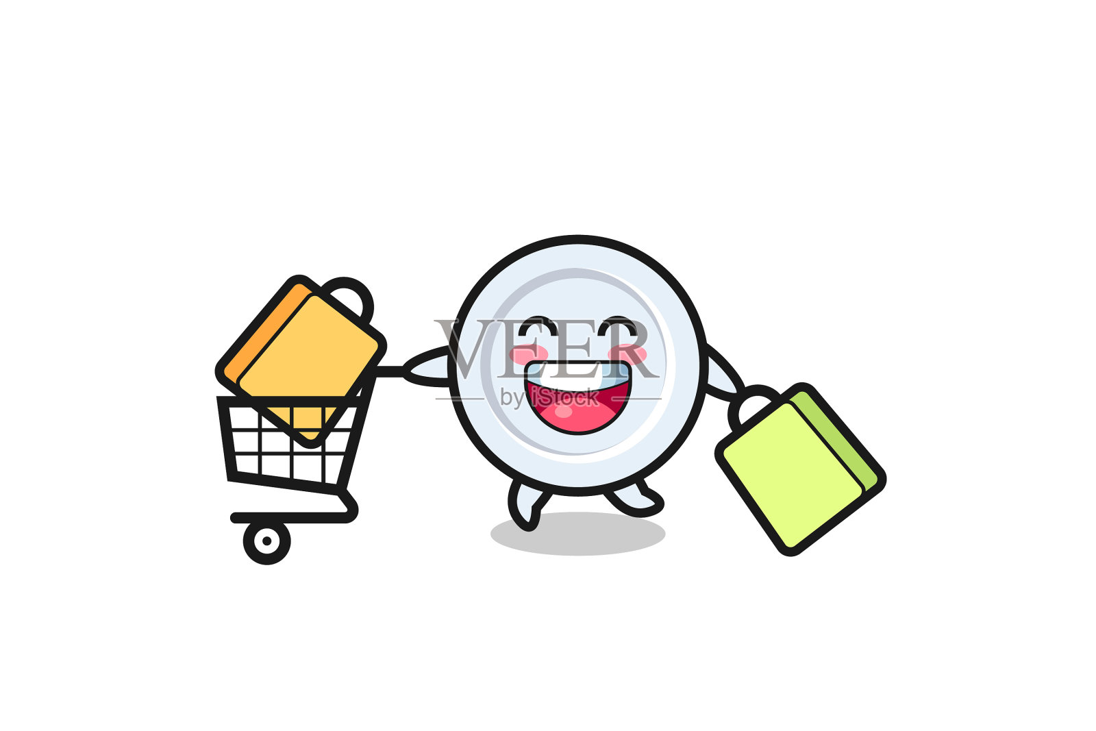 黑色星期五与可爱的吉祥物盘设计元素图片