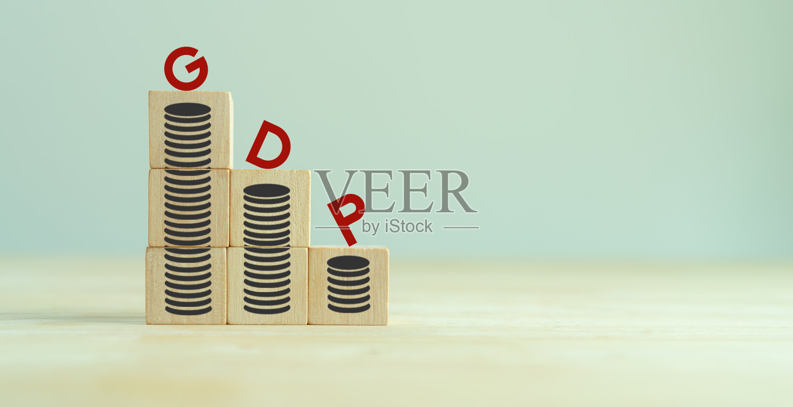 负GDP，经济衰退时的国内生产总值。在countryâ境内生产的所有制成品和服务的总货币。经济快照，估计经济规模和增长率照片摄影图片