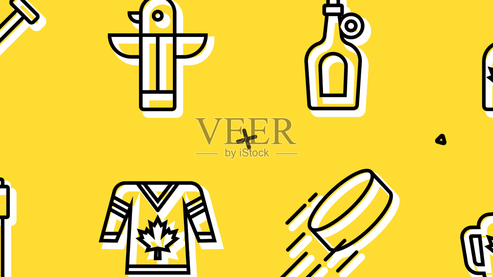 定线皮艇瓶枫糖浆国旗加拿大图标素材