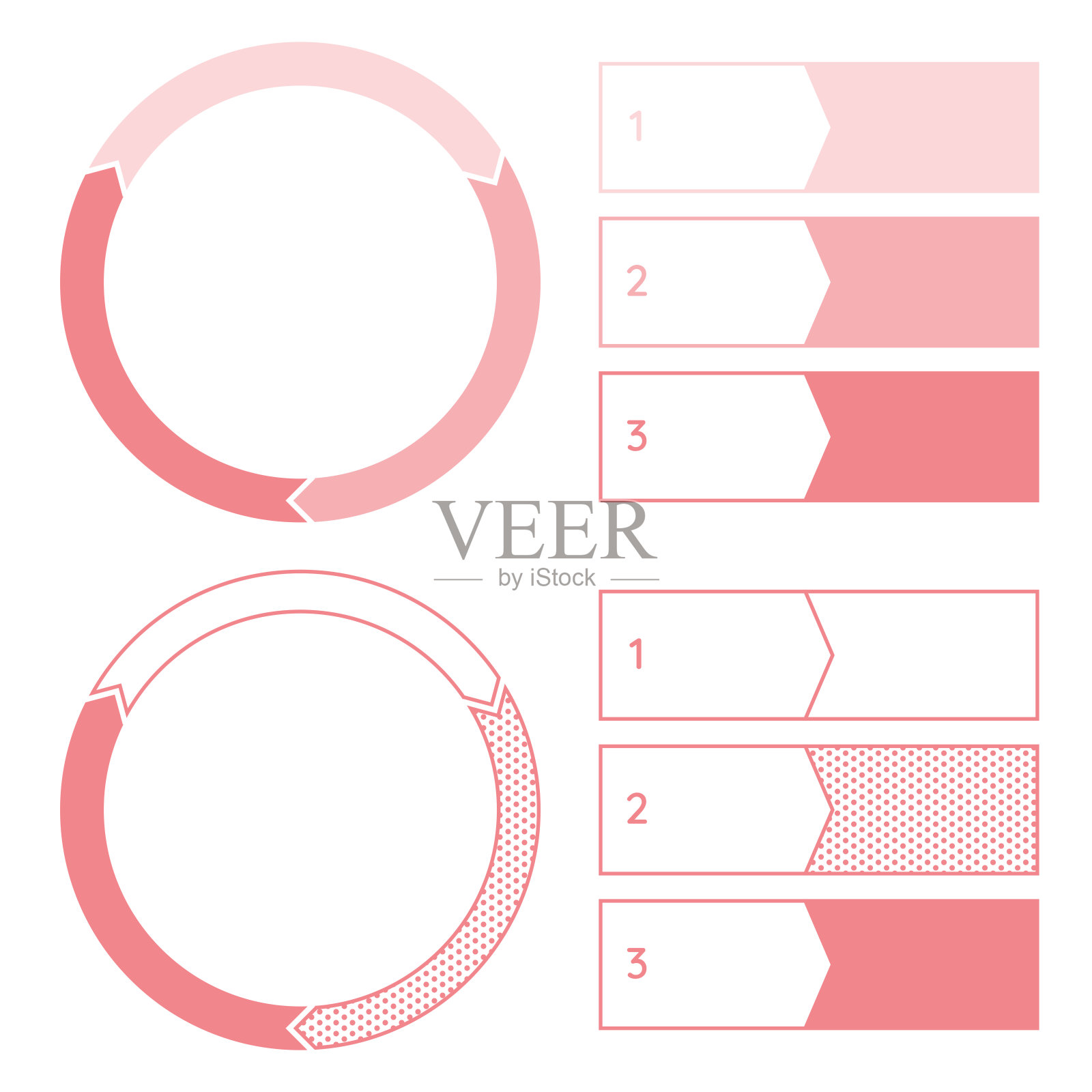 演示幻灯片的流程和解释元素集的圆形图表插画图片素材