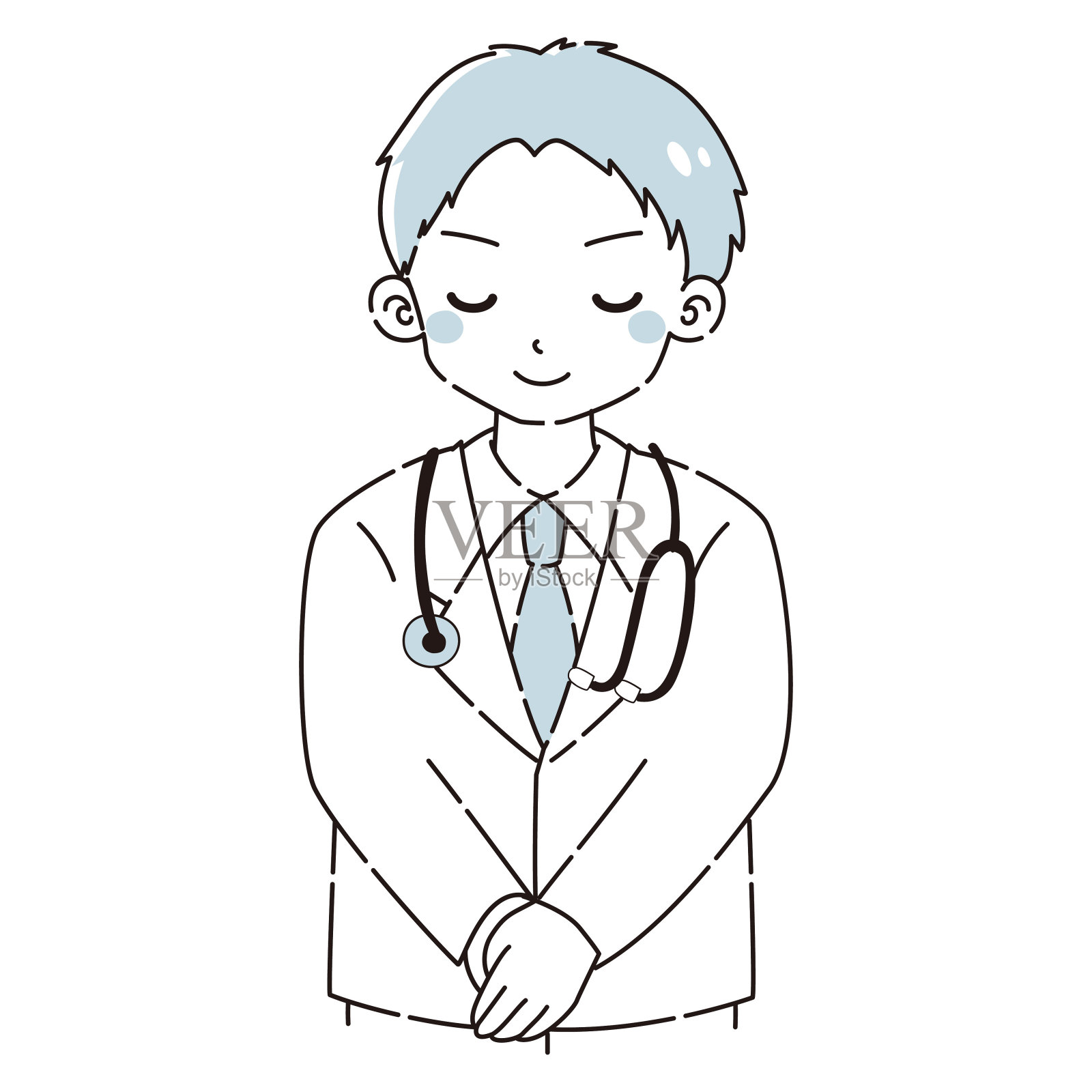 一名身穿白大褂的男子鞠躬的插图设计元素图片