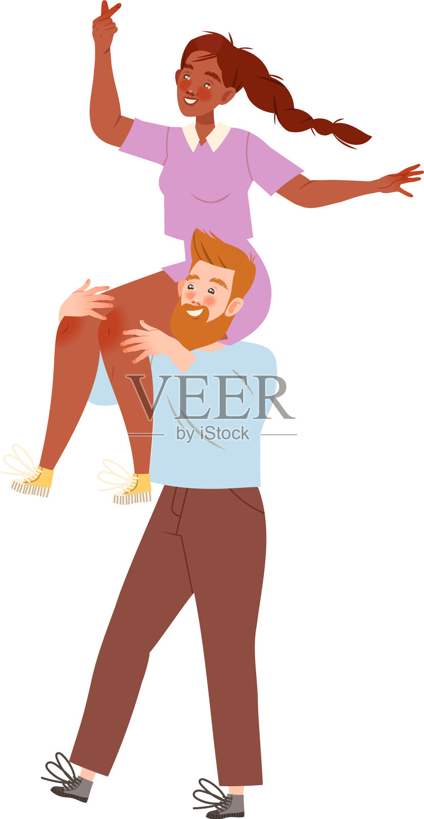 男人扛着女人抬头看着设计元素图片