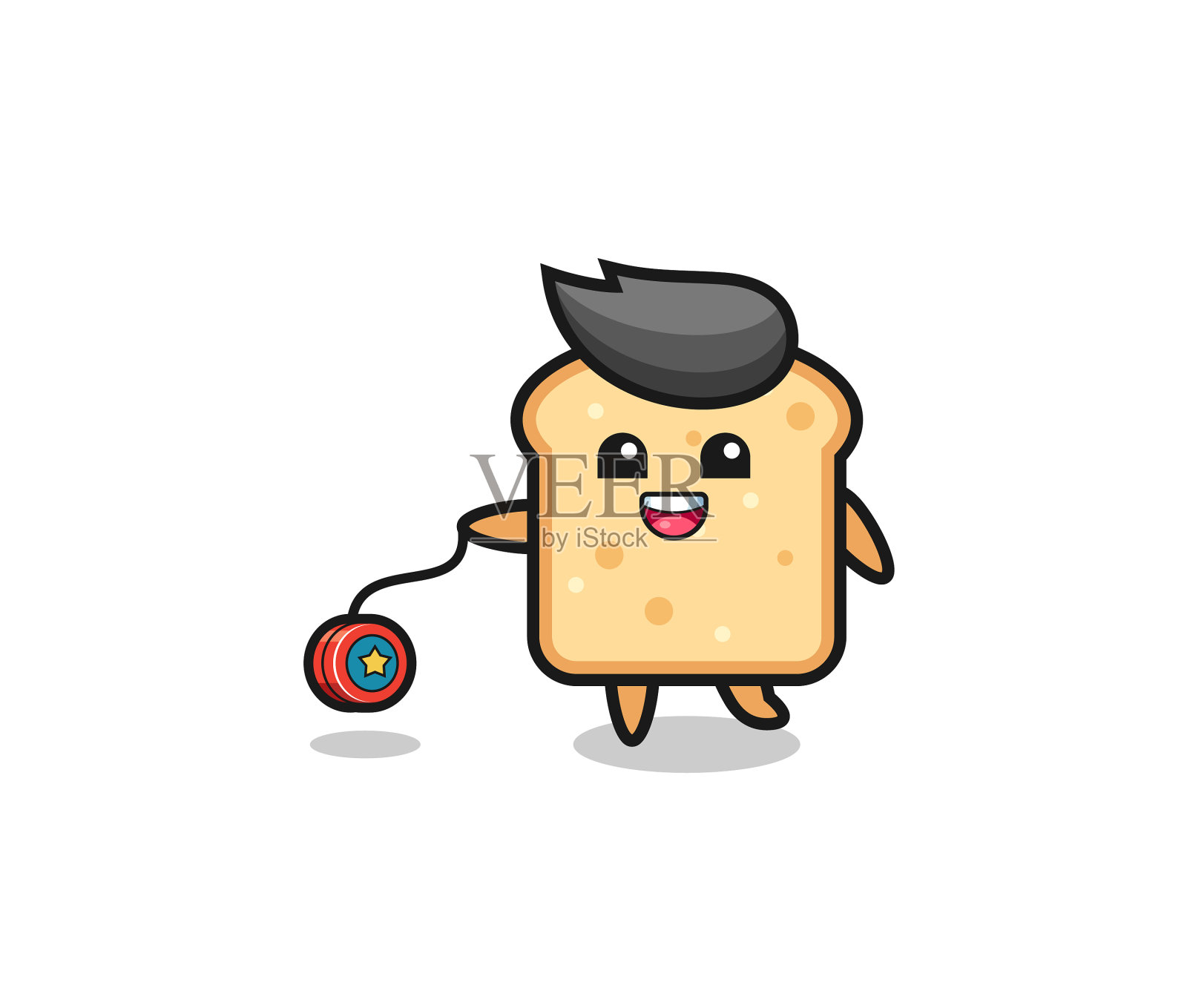 可爱的面包玩溜溜球的卡通设计元素图片