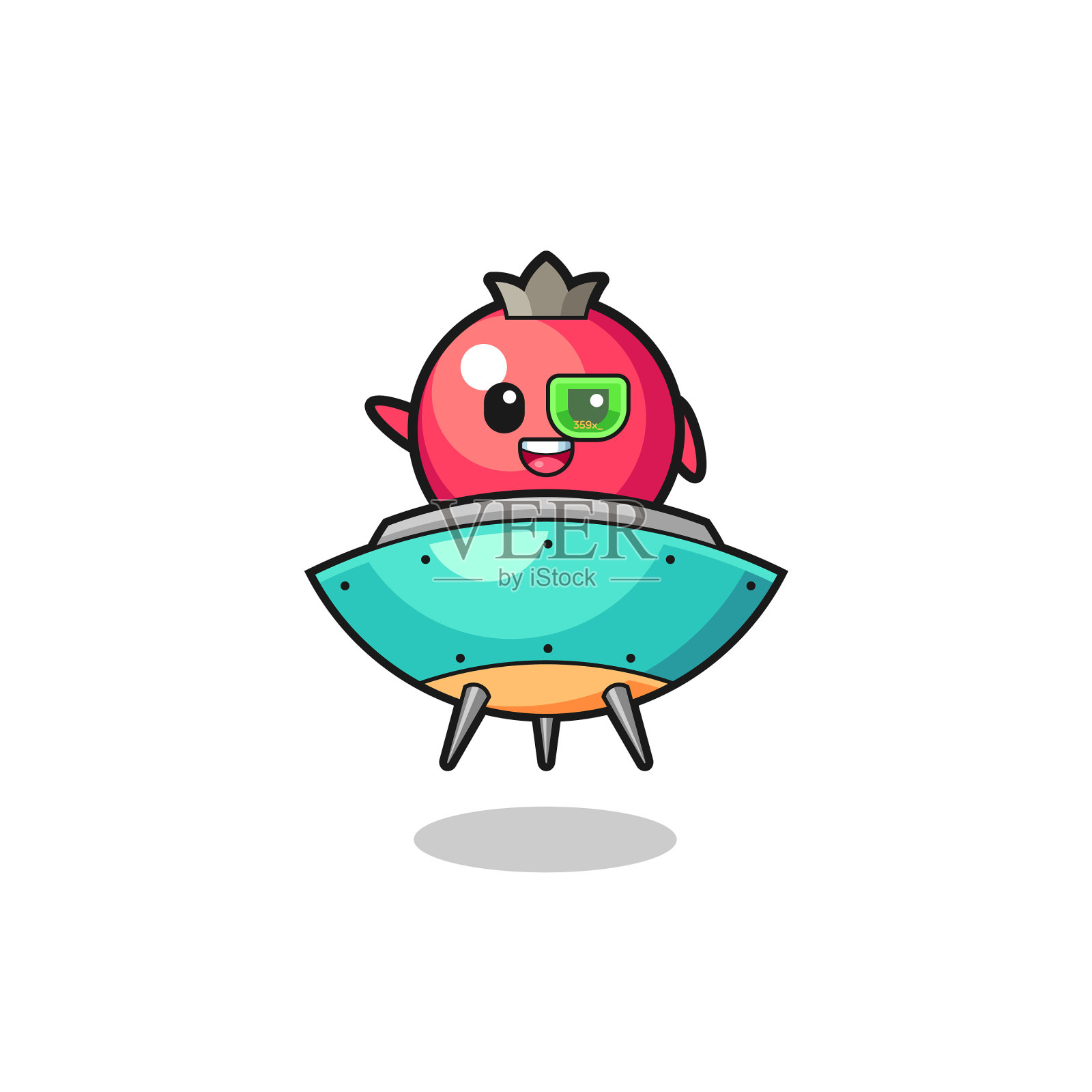 蔓越莓卡通坐在未来的宇宙飞船上设计元素图片