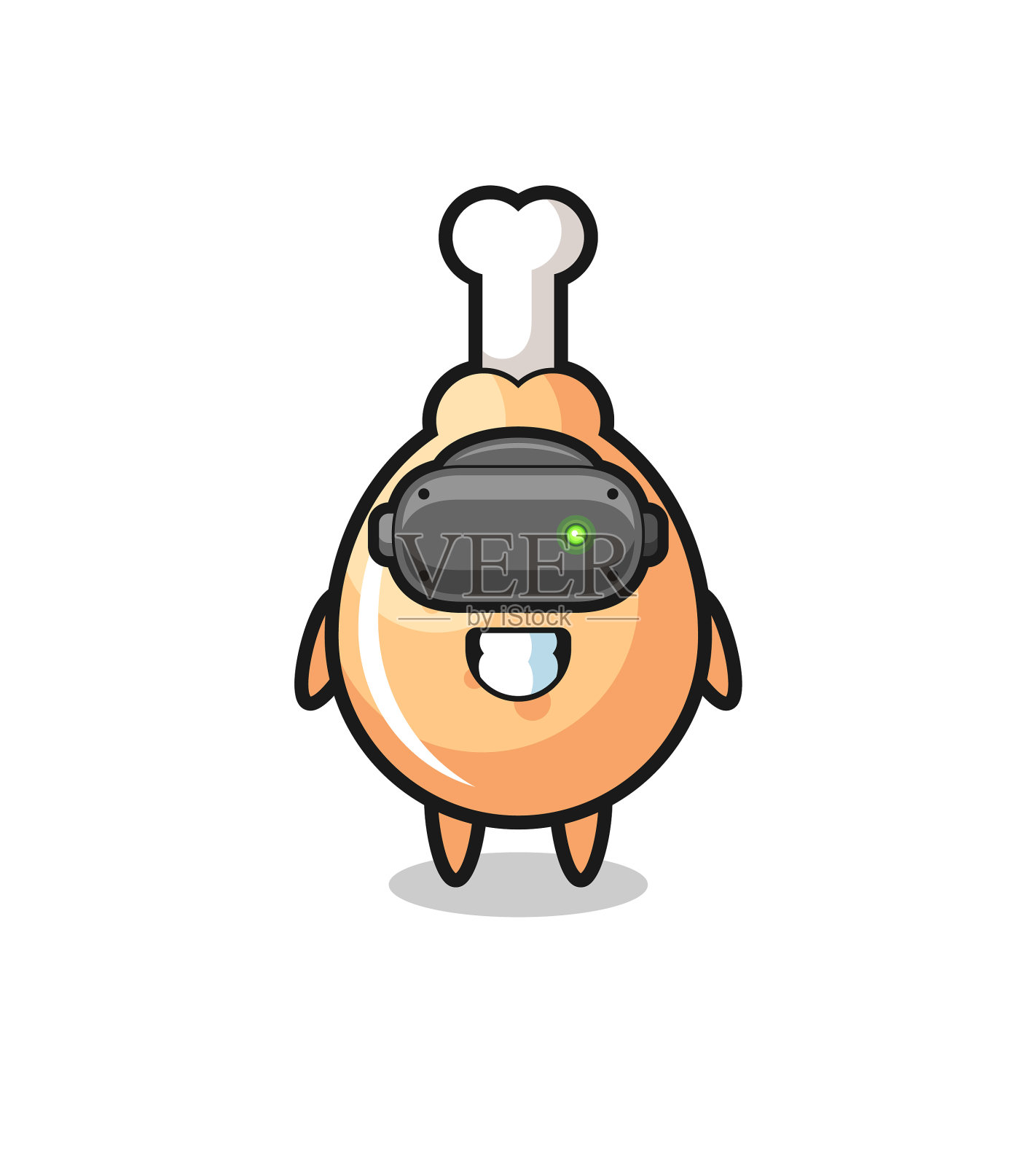 可爱的炸鸡使用vr头盔设计元素图片