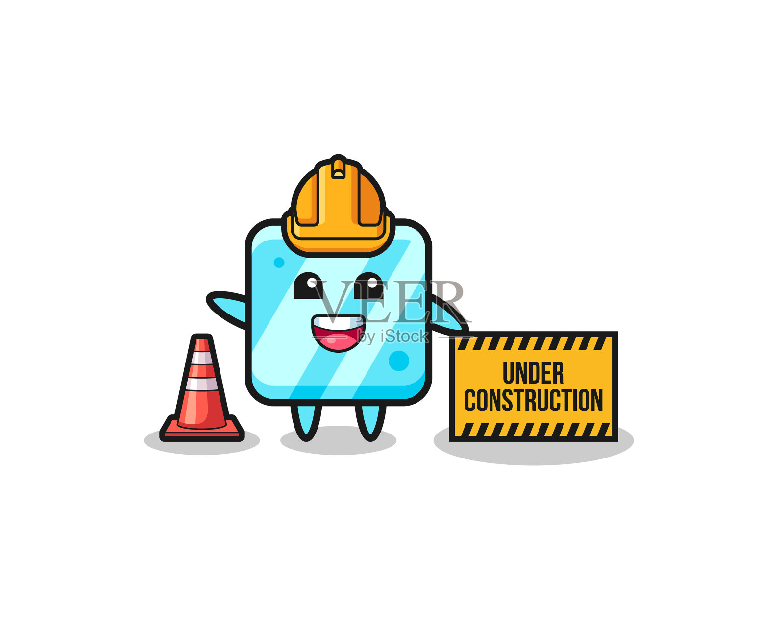 冰块和正在施工的横幅设计元素图片