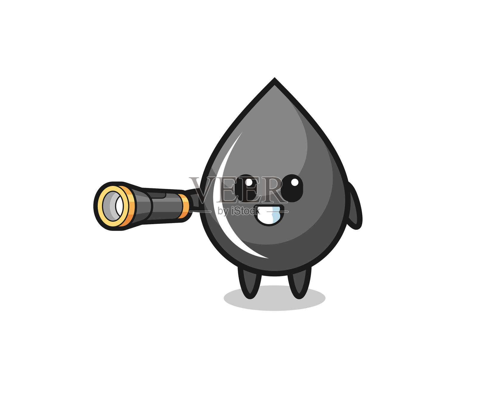 油滴吉祥物手持手电筒设计元素图片