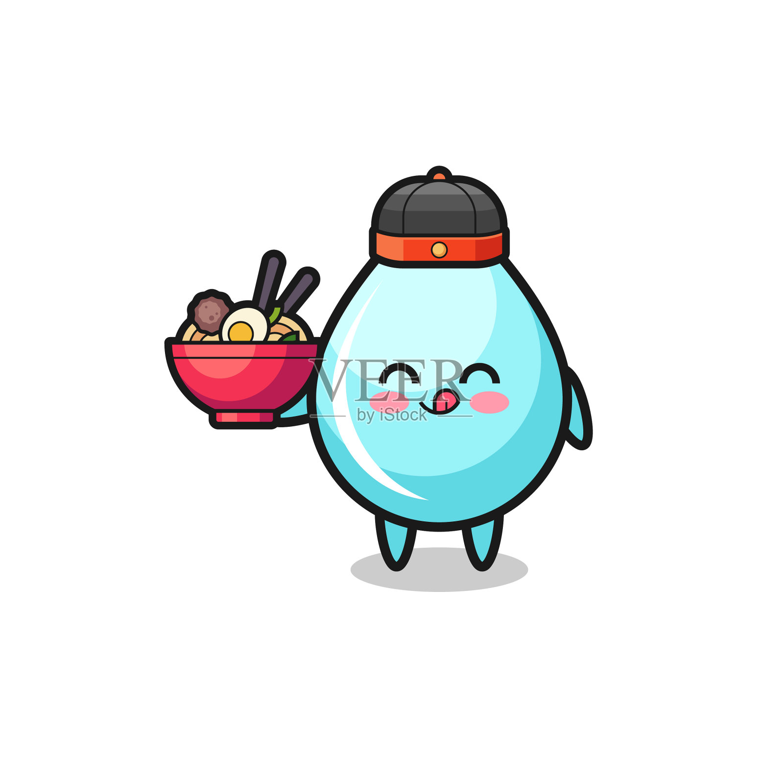 水滴作为中国厨师吉祥物捧着一只设计元素图片