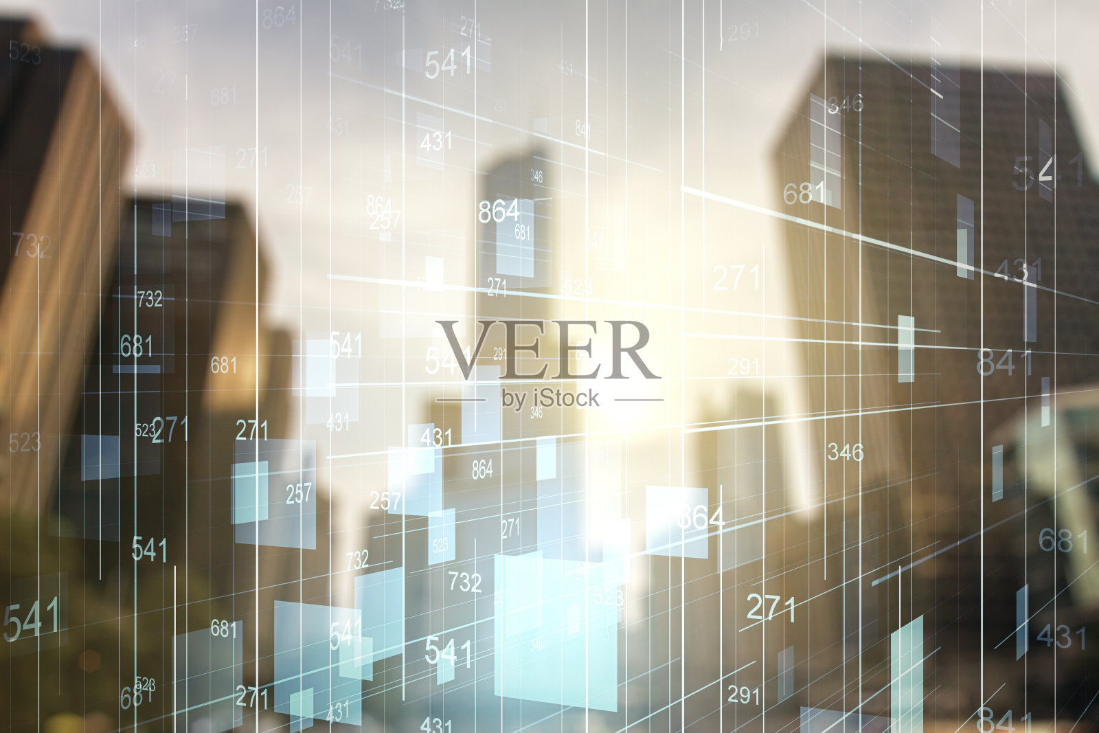 摘要虚拟分析数据电子表格的现代建筑背景，分析和分析的概念。Multiexposure照片摄影图片