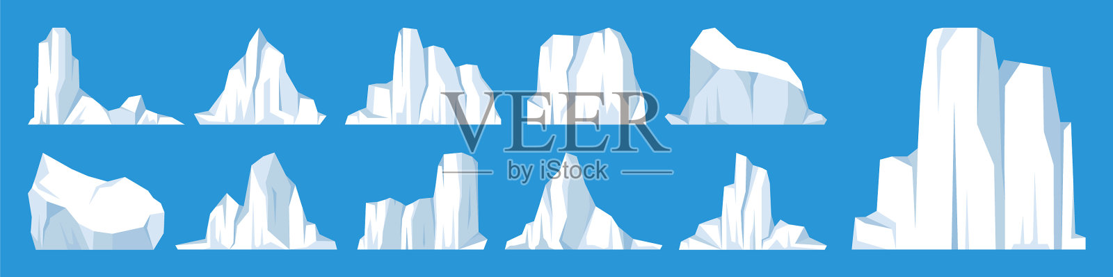 漂浮的冰山向北极漂移插画图片素材