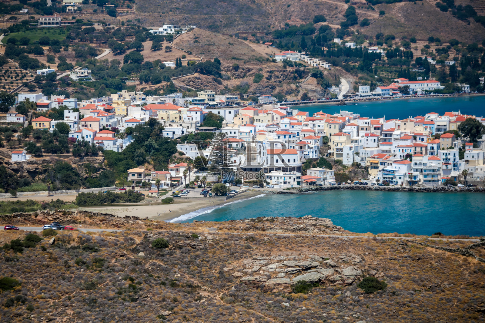 安德罗斯岛首府安德罗斯是希腊海上灯塔的所在地照片摄影图片