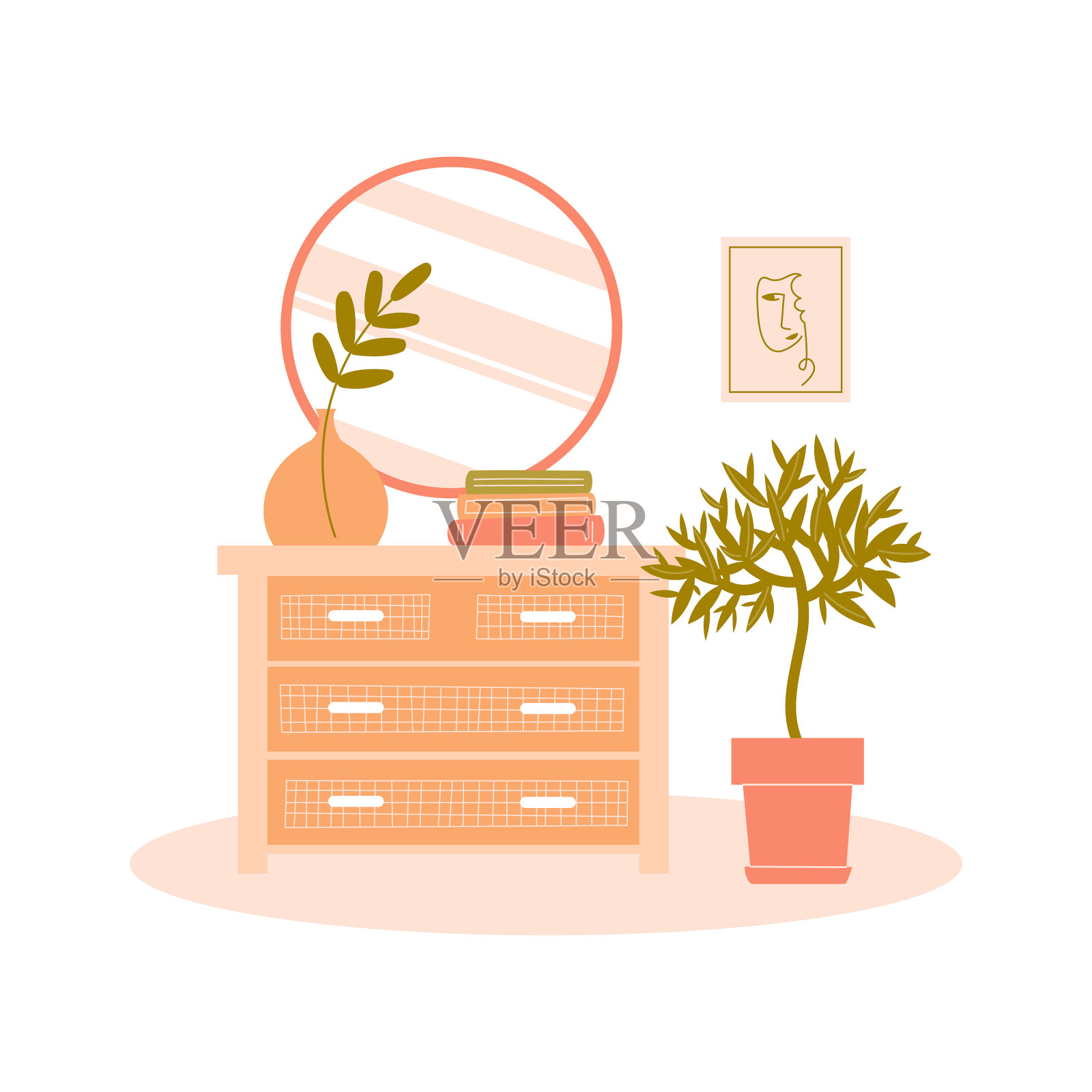 便池室内植物镜设计元素图片