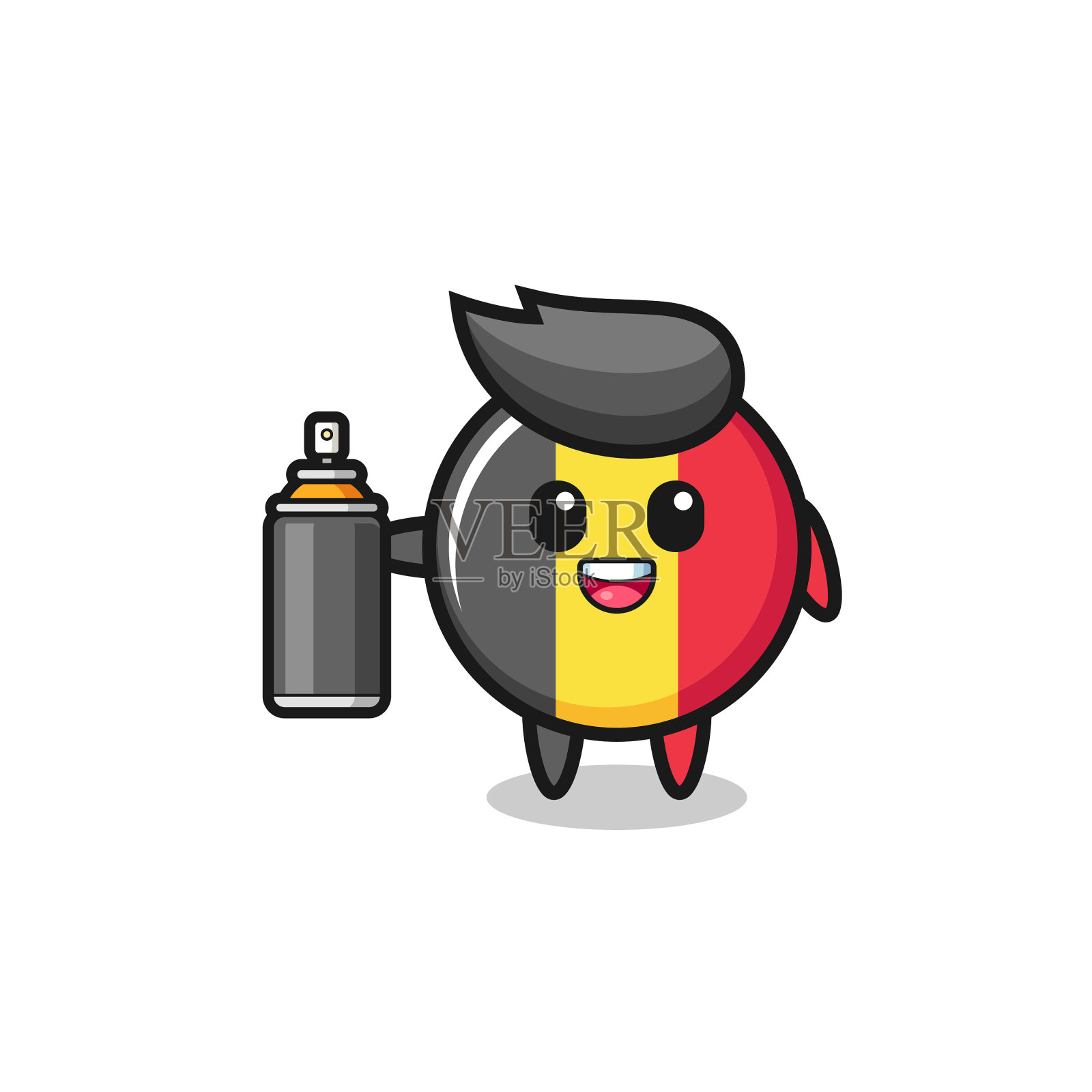 可爱的比利时国旗涂鸦炸弹设计元素图片