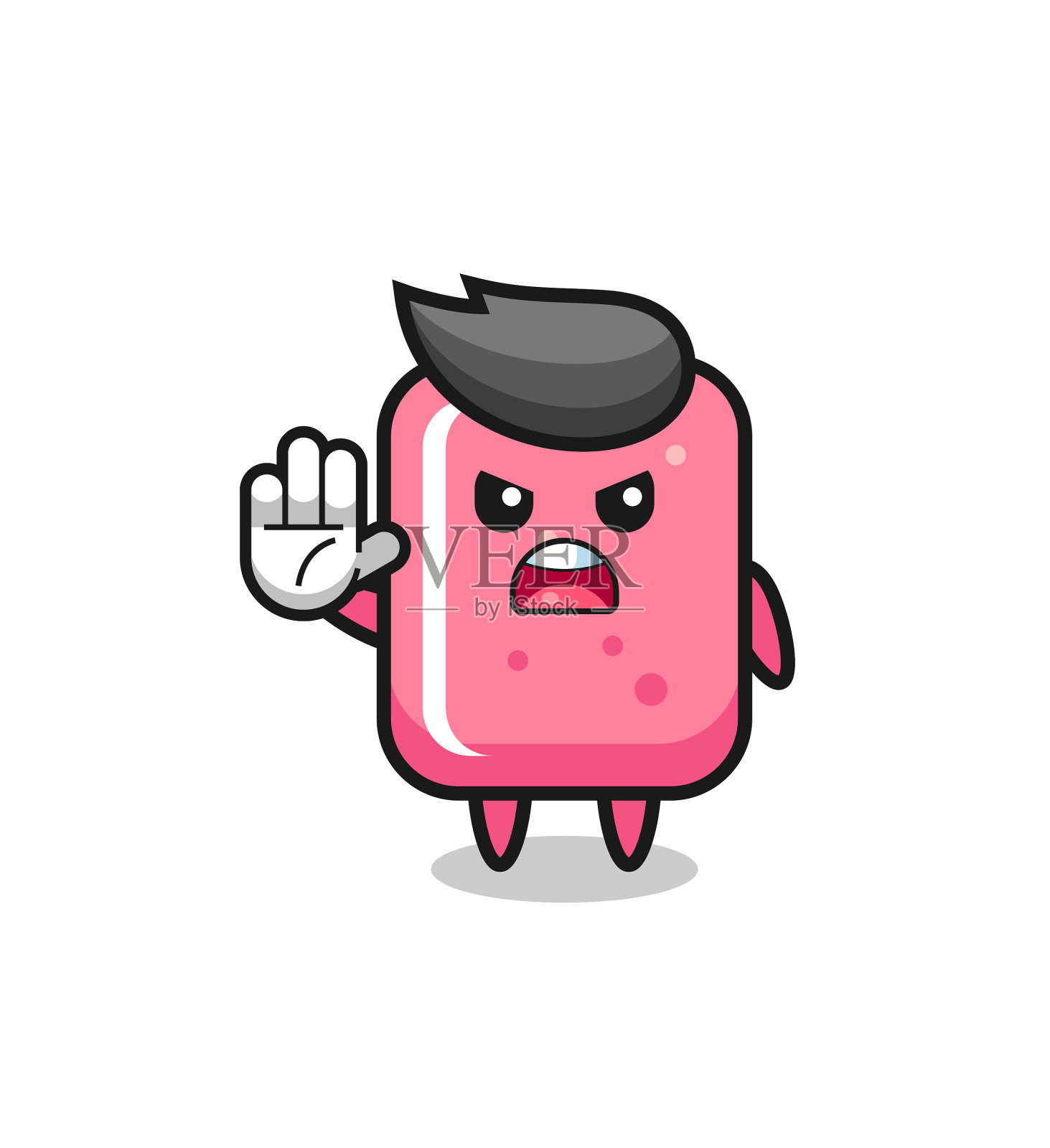 泡泡糖角色做停止手势设计元素图片