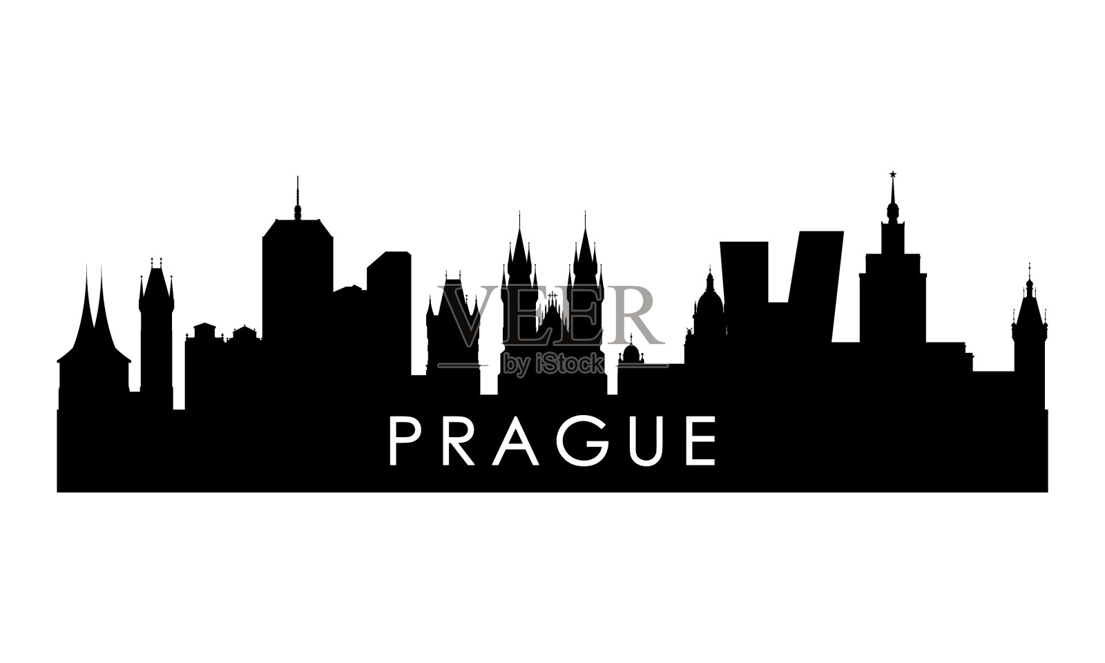 布拉格天际线剪影黑色布拉格城市设计元素图片