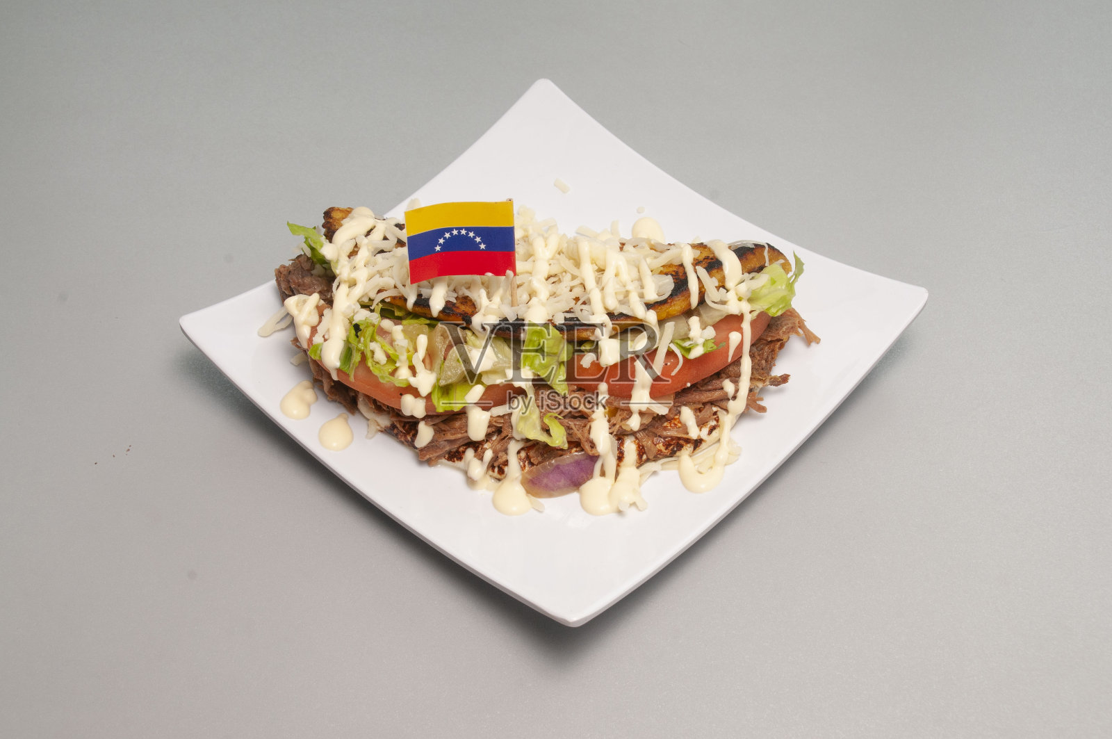 美味的牛肉Cachapa照片摄影图片