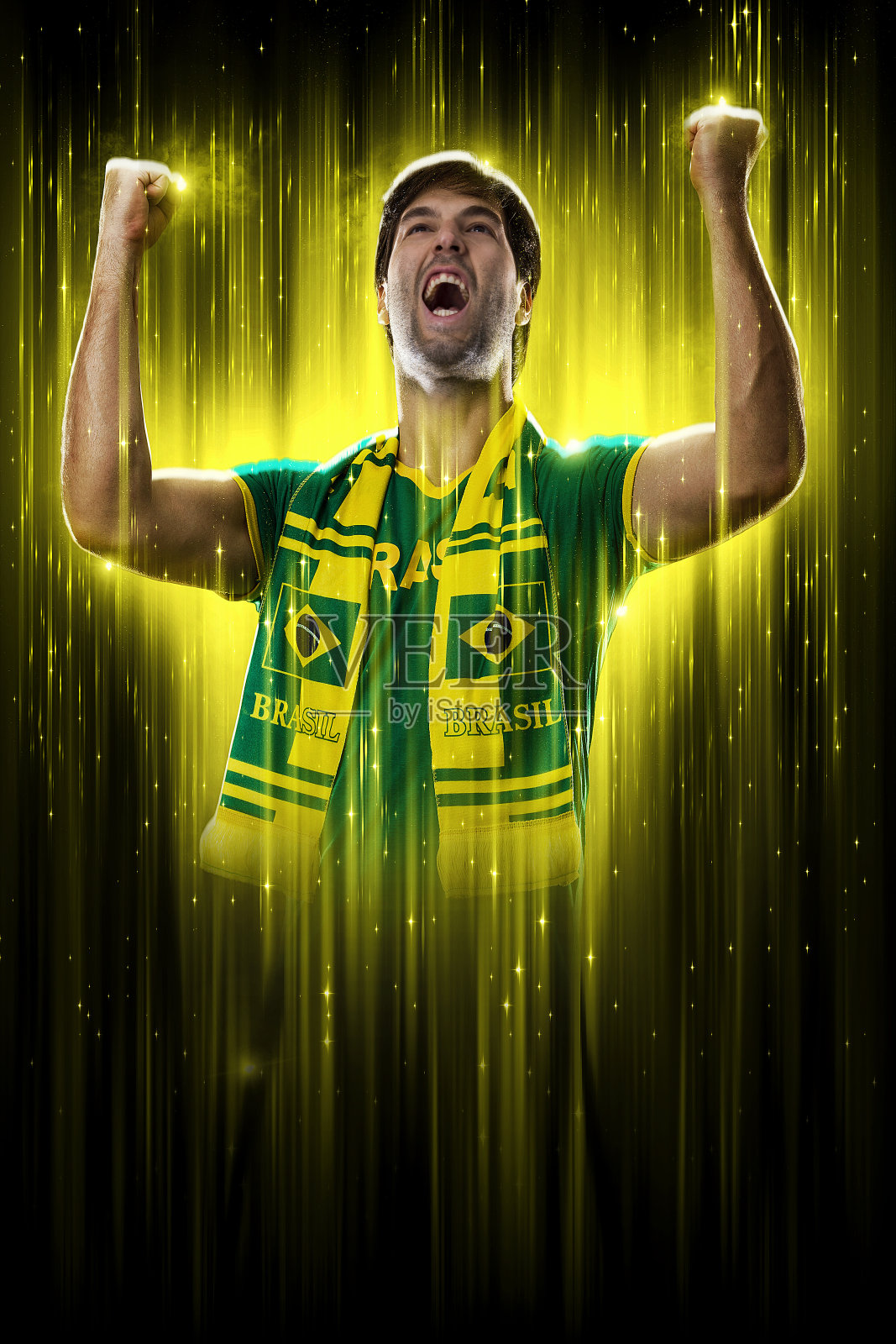 巴西球迷庆祝照片摄影图片