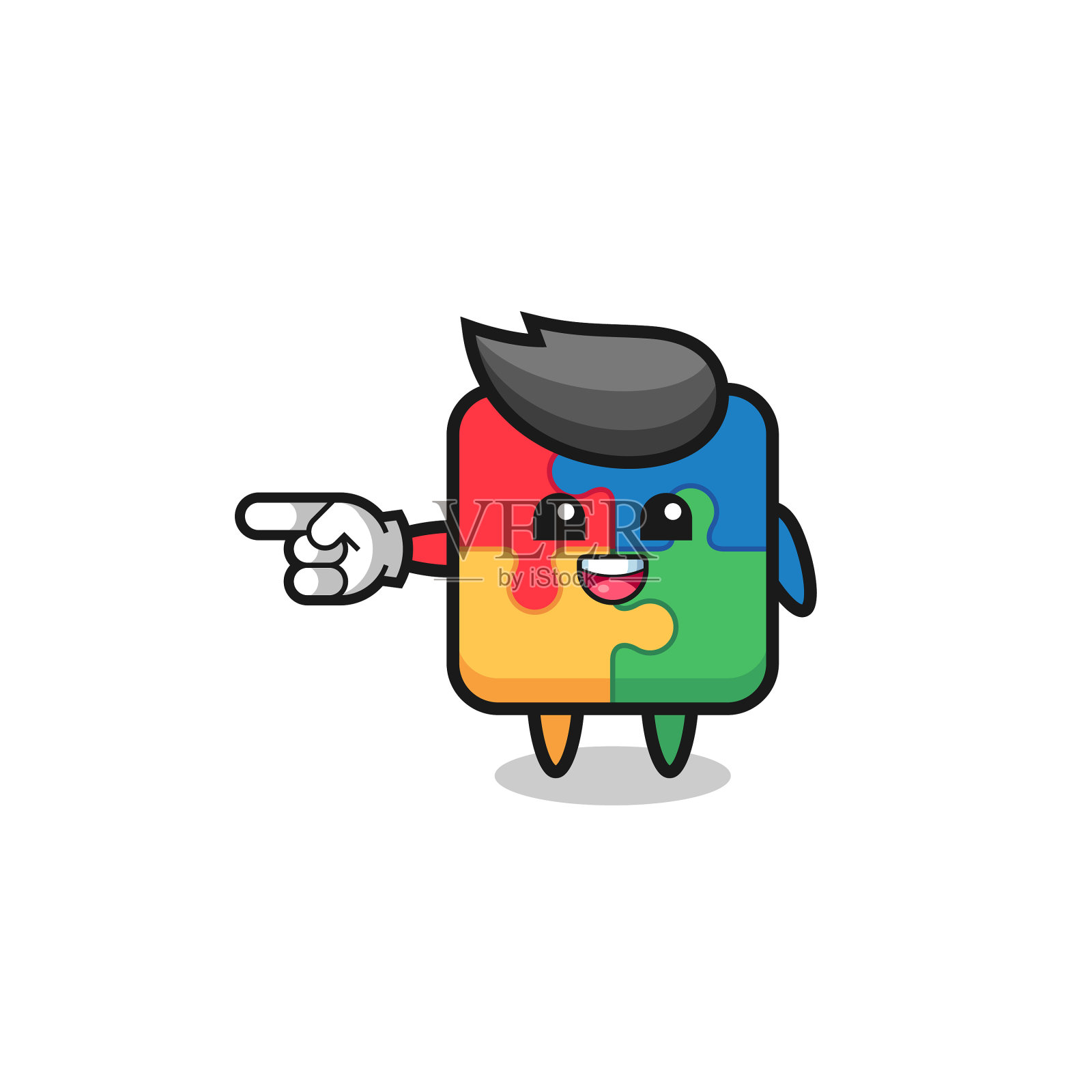 益智卡通与指向左手势设计元素图片