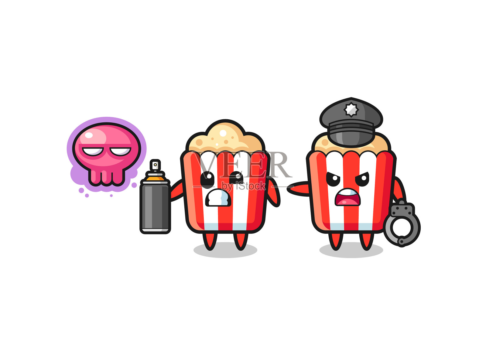 爆米花卡通破坏公物，被设计元素图片