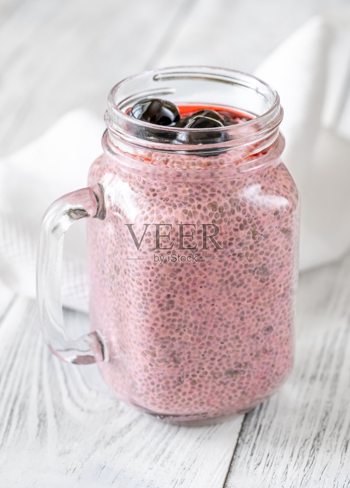 樱桃chia布丁照片摄影图片