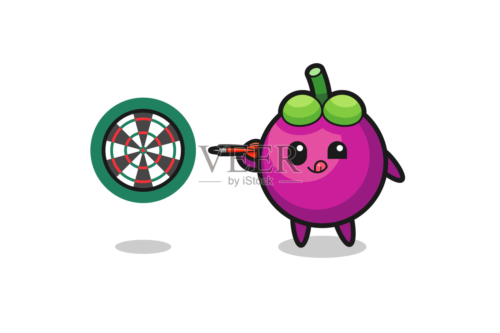 可爱的山竹在玩飞镖插画图片素材