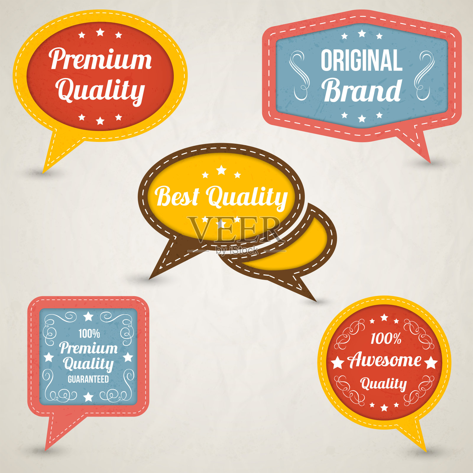 复古语音气泡矢量收集插画图片素材