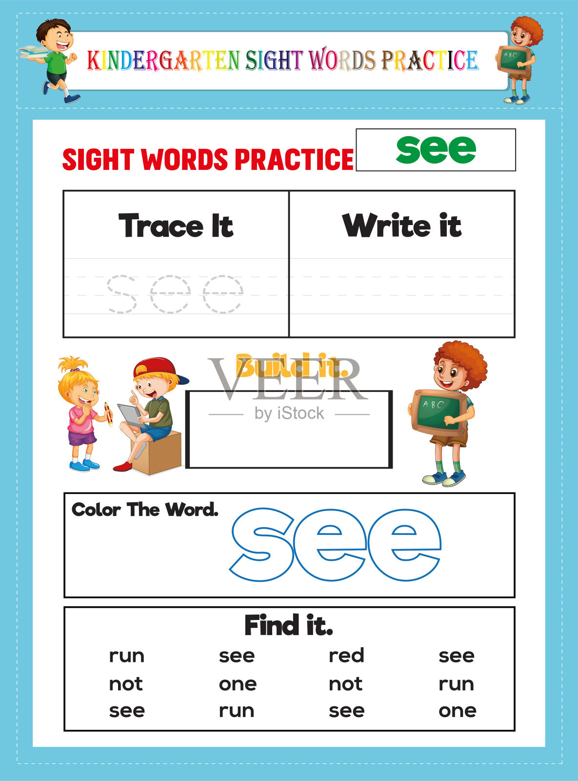 幼儿园看到的话插画图片素材