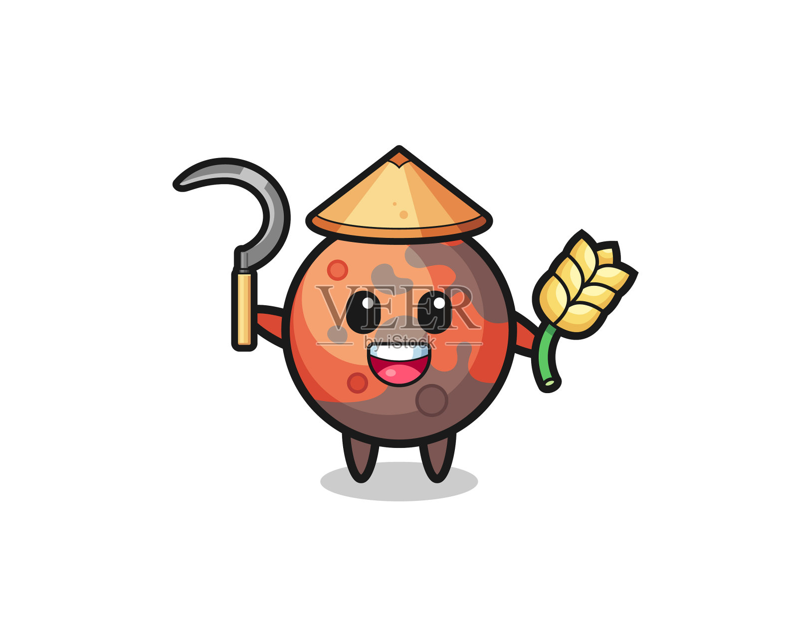 火星亚洲农民持有稻谷设计元素图片