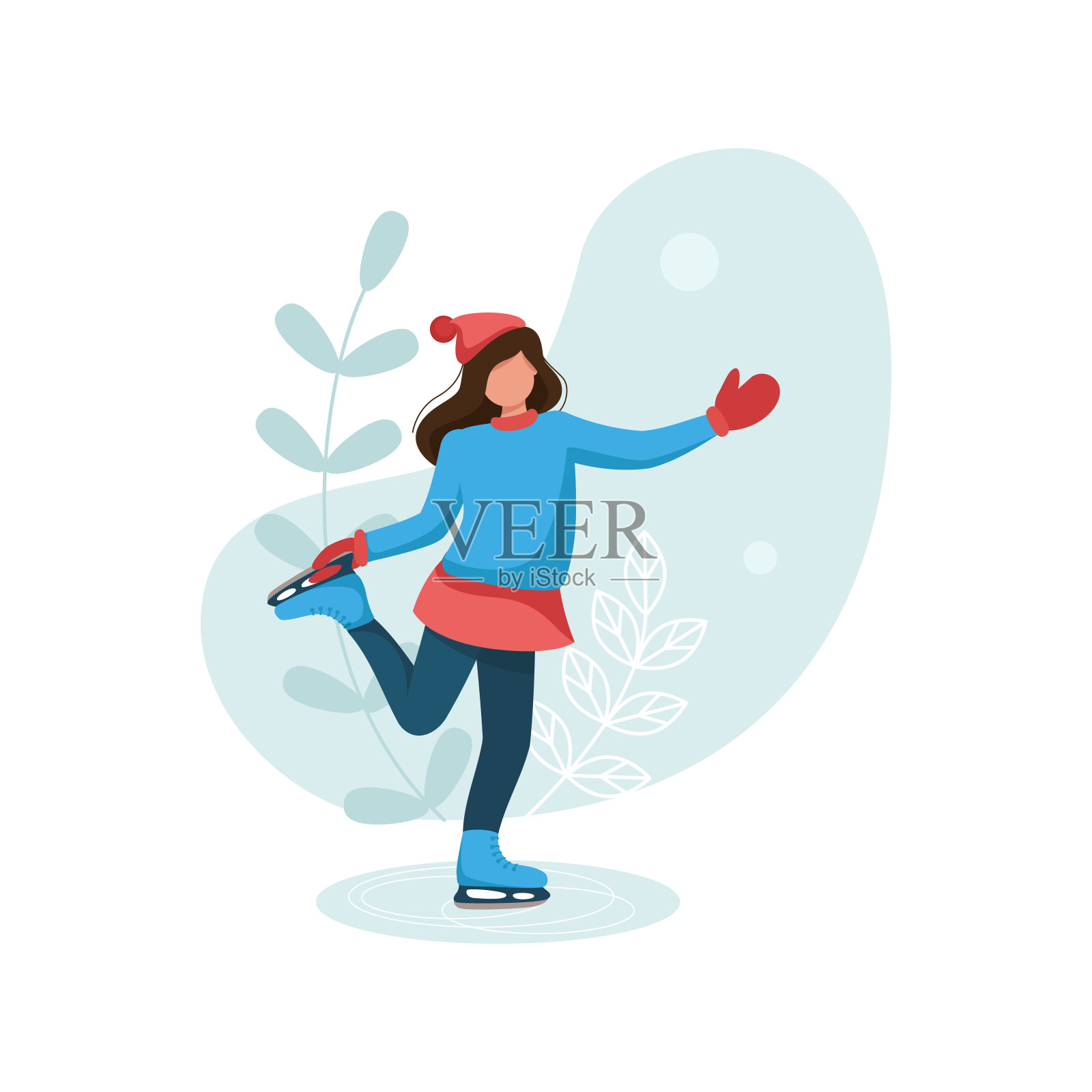 女孩滑冰场设计元素图片