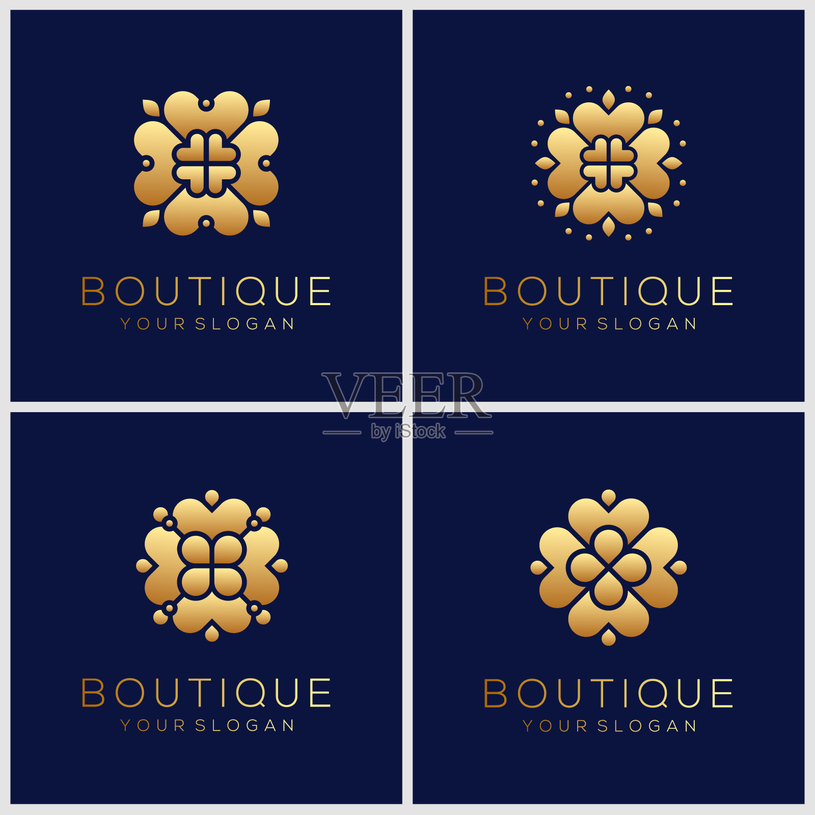 花标志设计与曼荼罗的概念。商标可用于水疗、美容、装饰、精品。设计元素图片