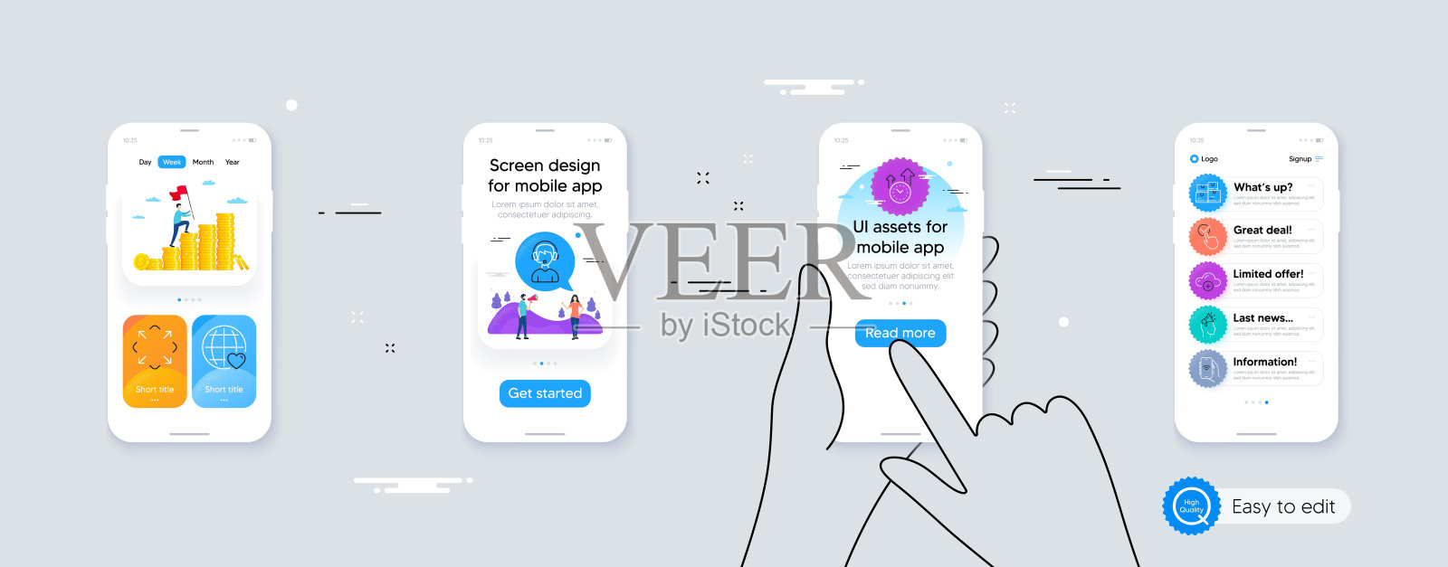 一套时间管理，互联网应用程序和顾问行图标。为设计。向量插画图片素材