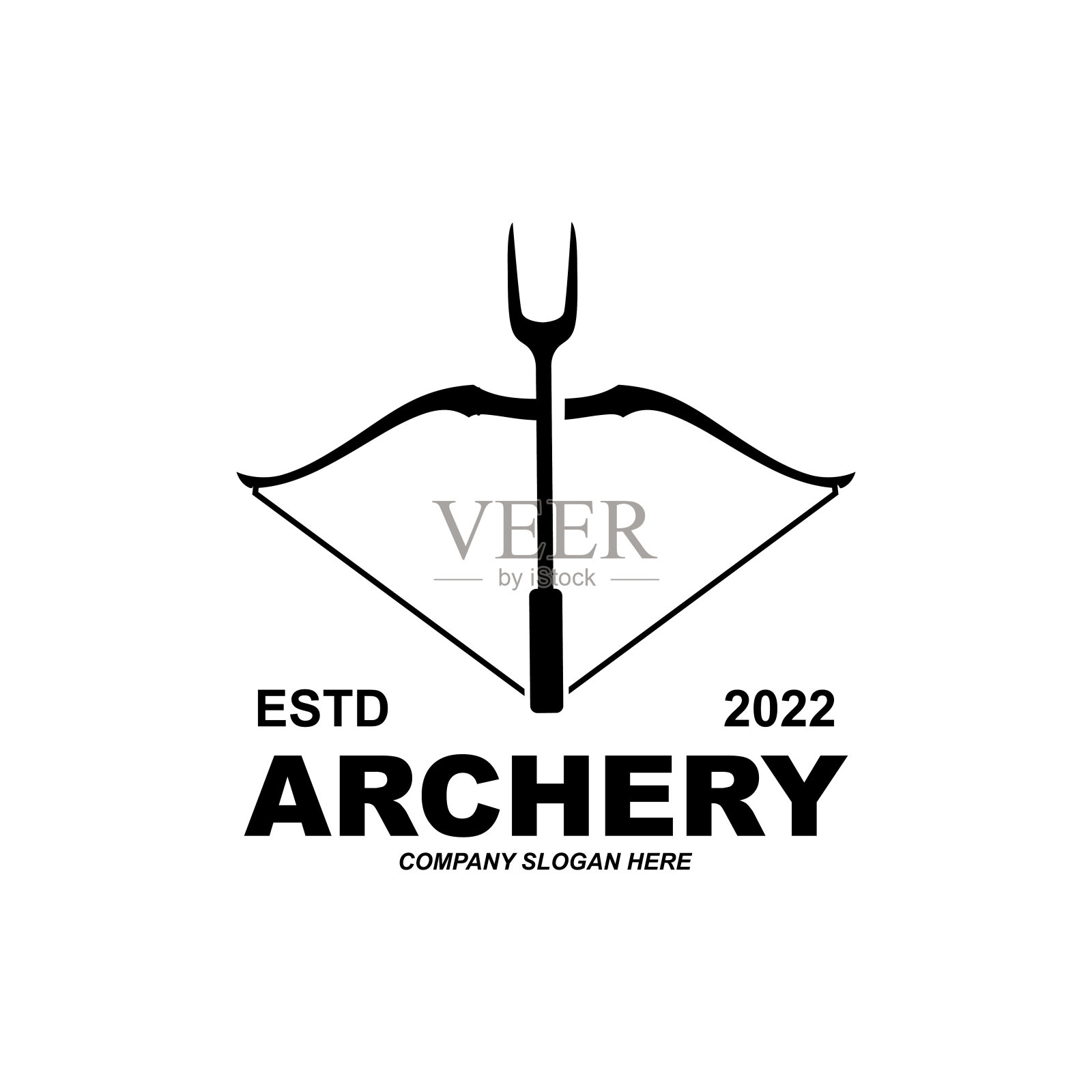 射手战斗机标志设计，箭头方向目标，皇家保护者矢量插图设计元素图片