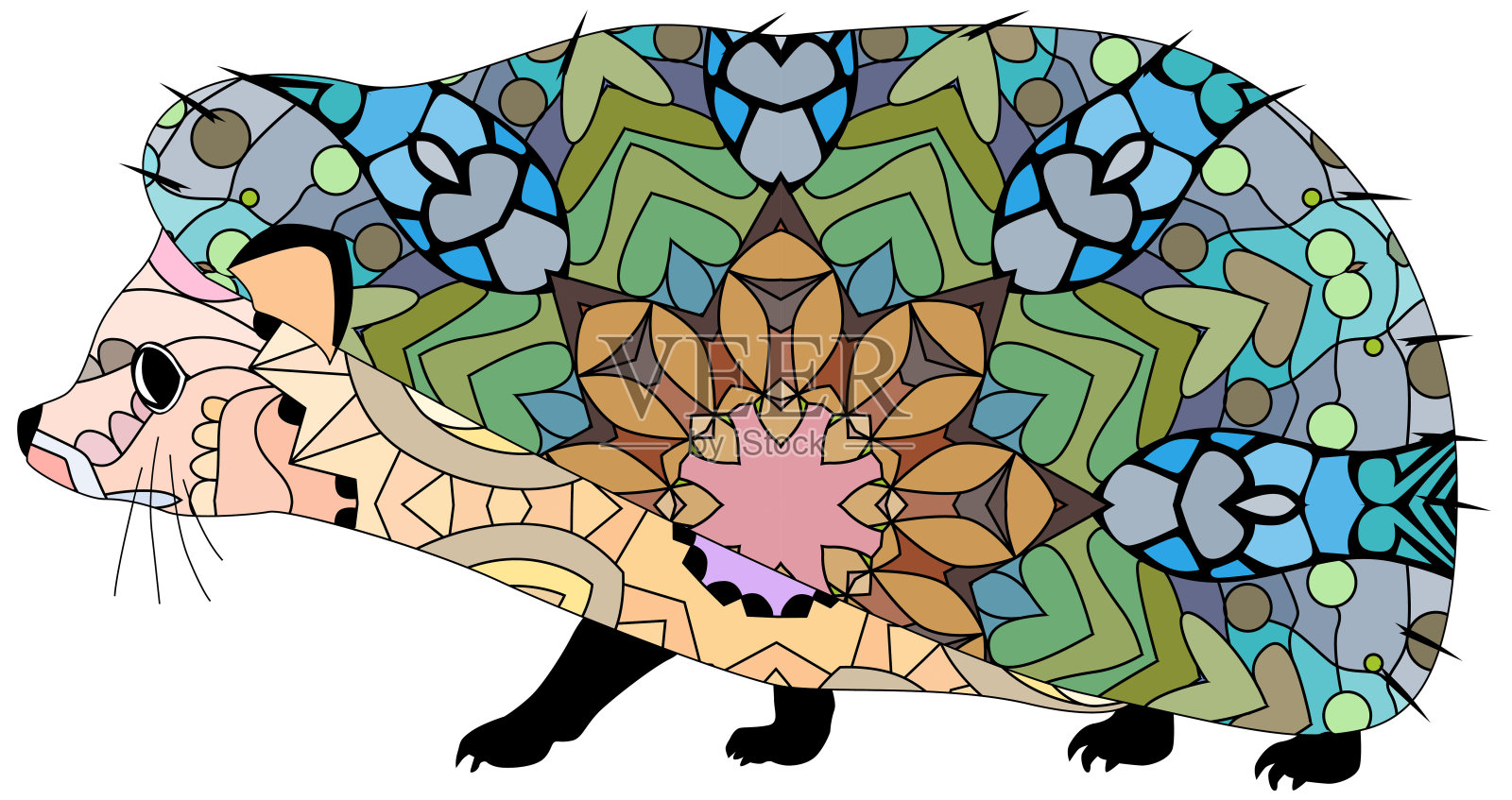 刺猬。彩色矢量对象孤立在白色背景上插画图片素材