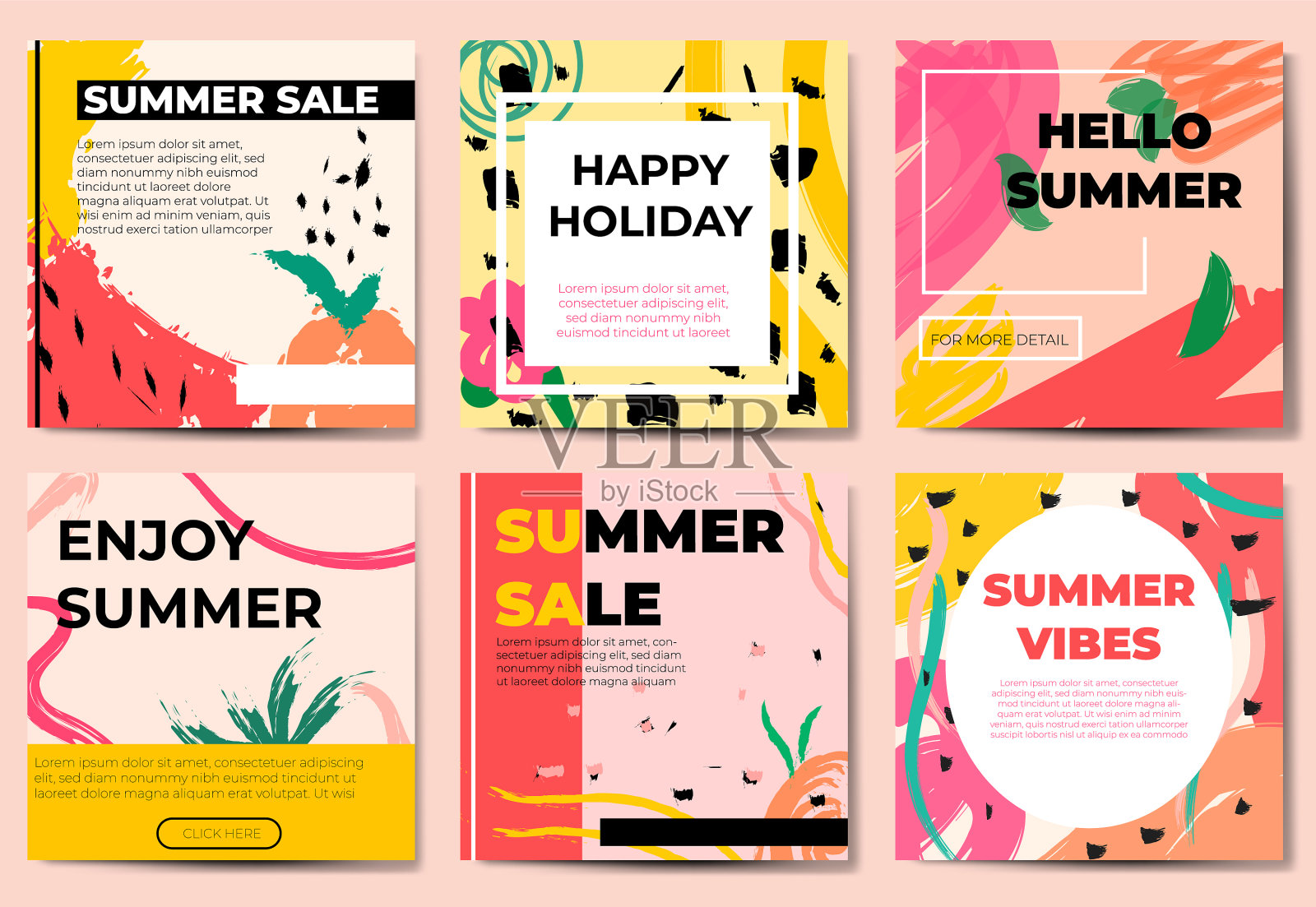 夏天五彩缤纷的平衬款式插画图片素材