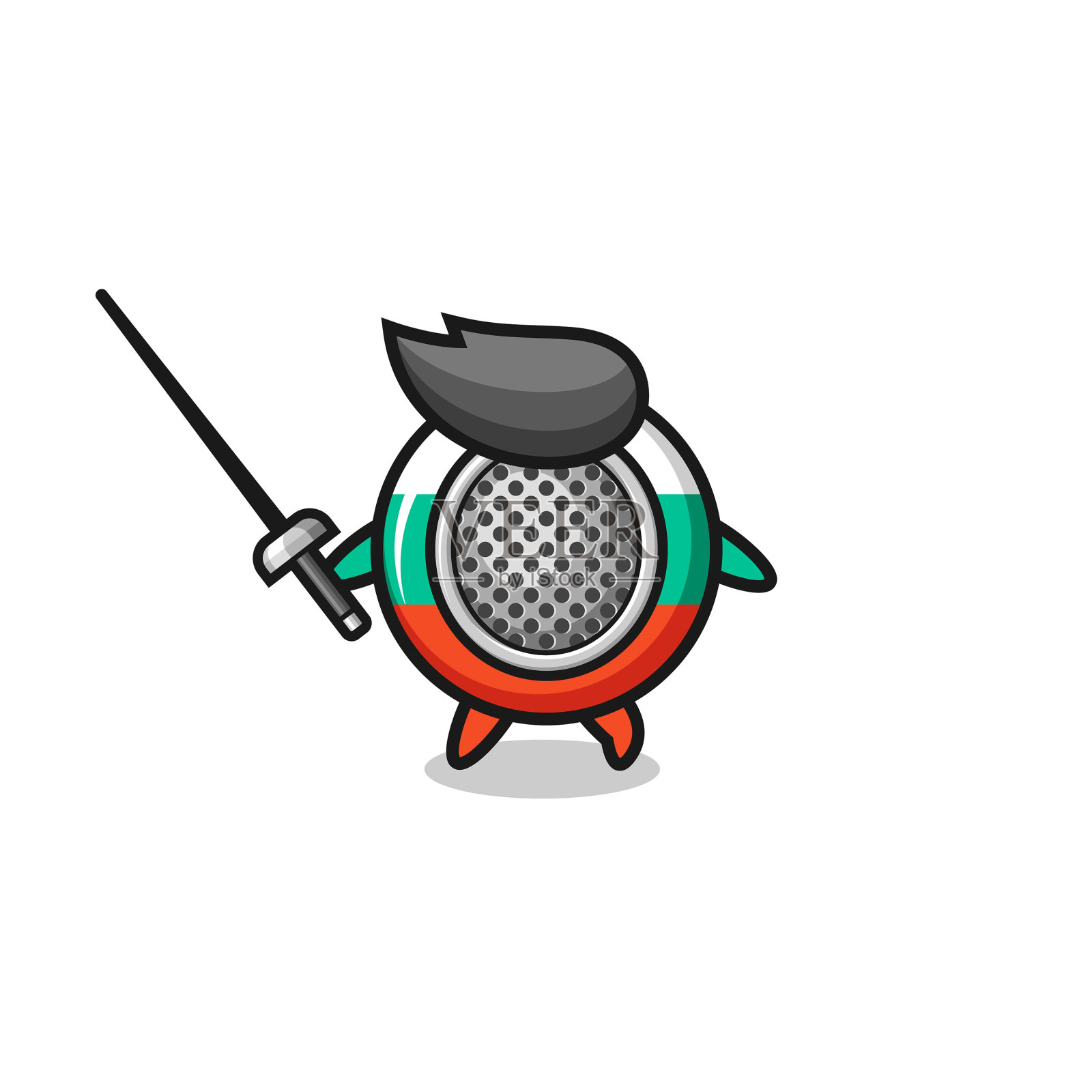 保加利亚国旗地球卡通作为击剑吉祥物设计元素图片