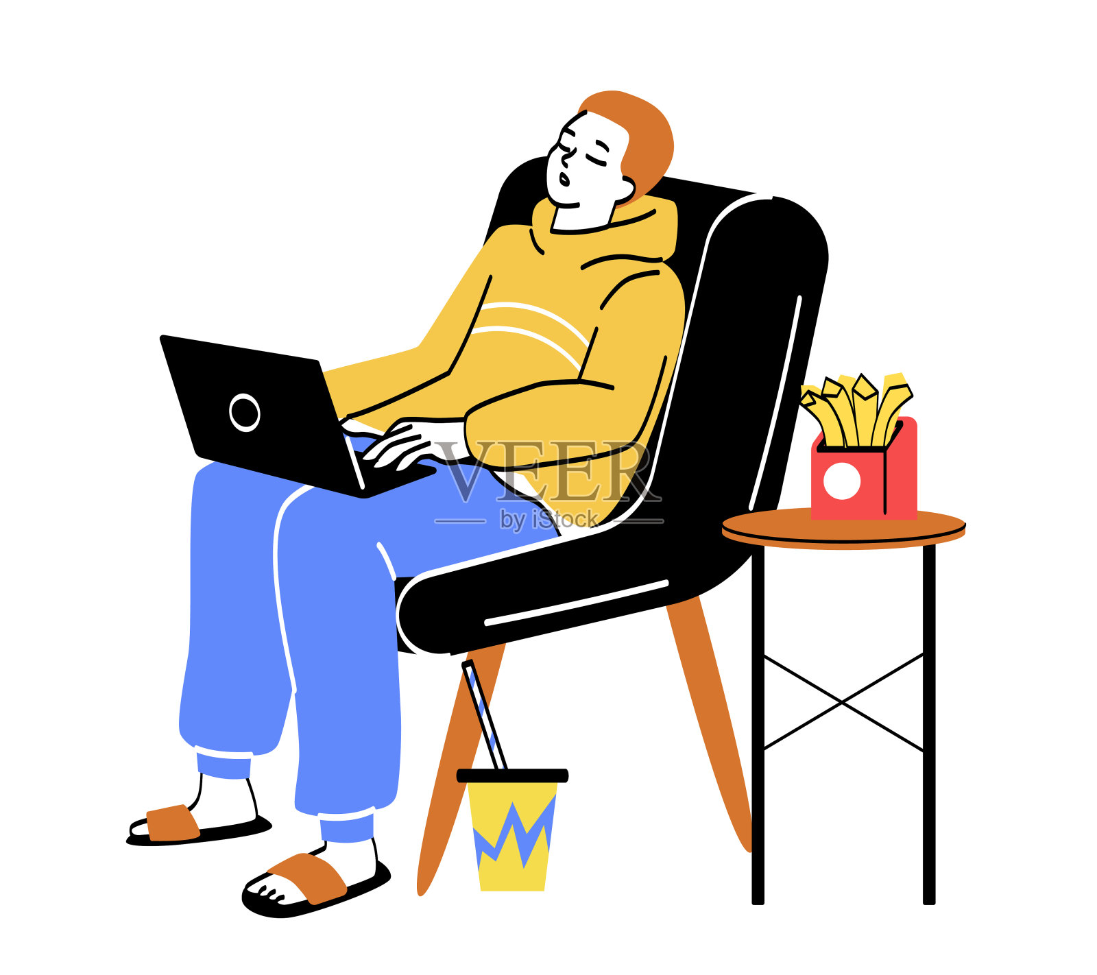 疲倦的瞌睡的人插画图片素材