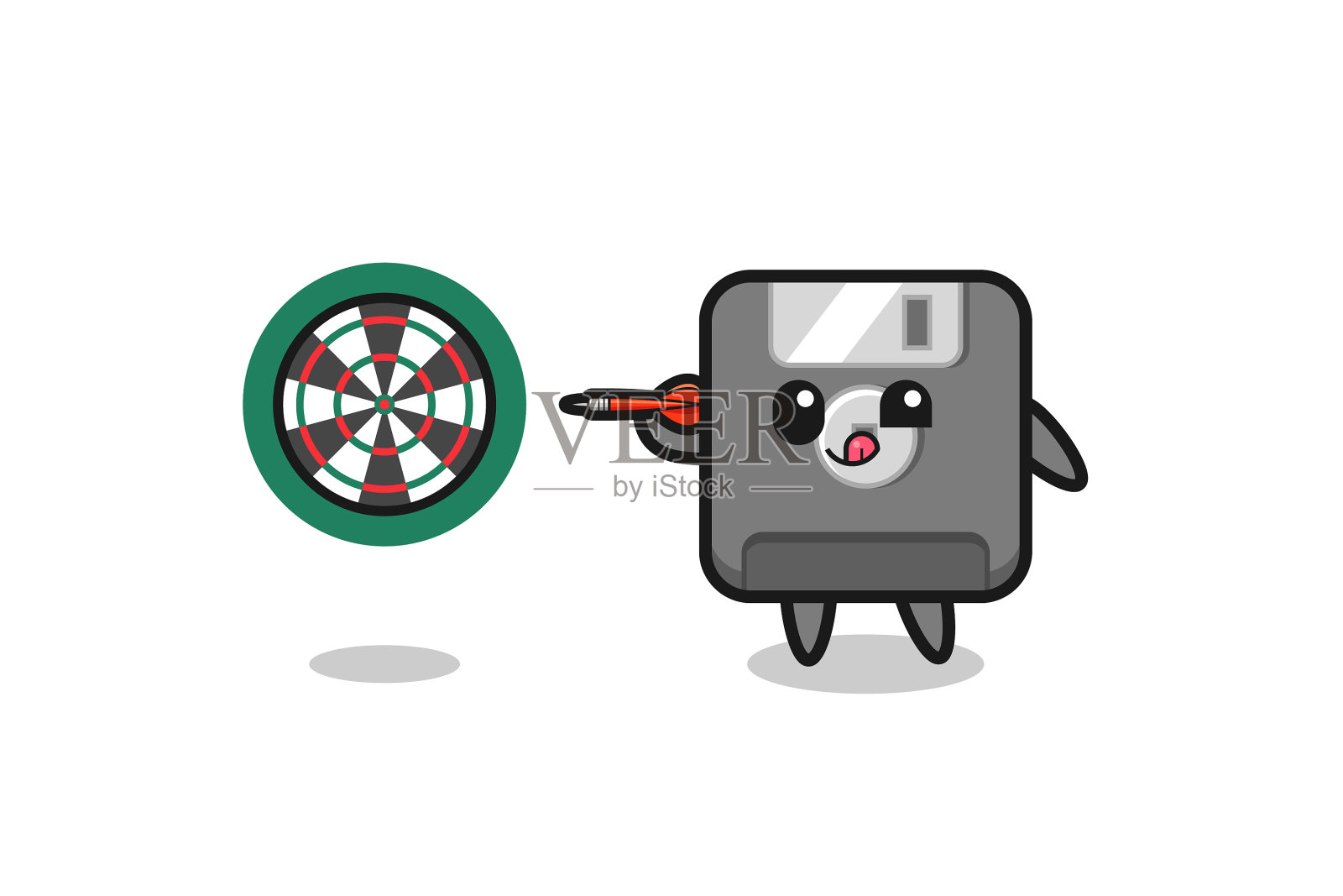 可爱的软盘正在玩飞镖插画图片素材